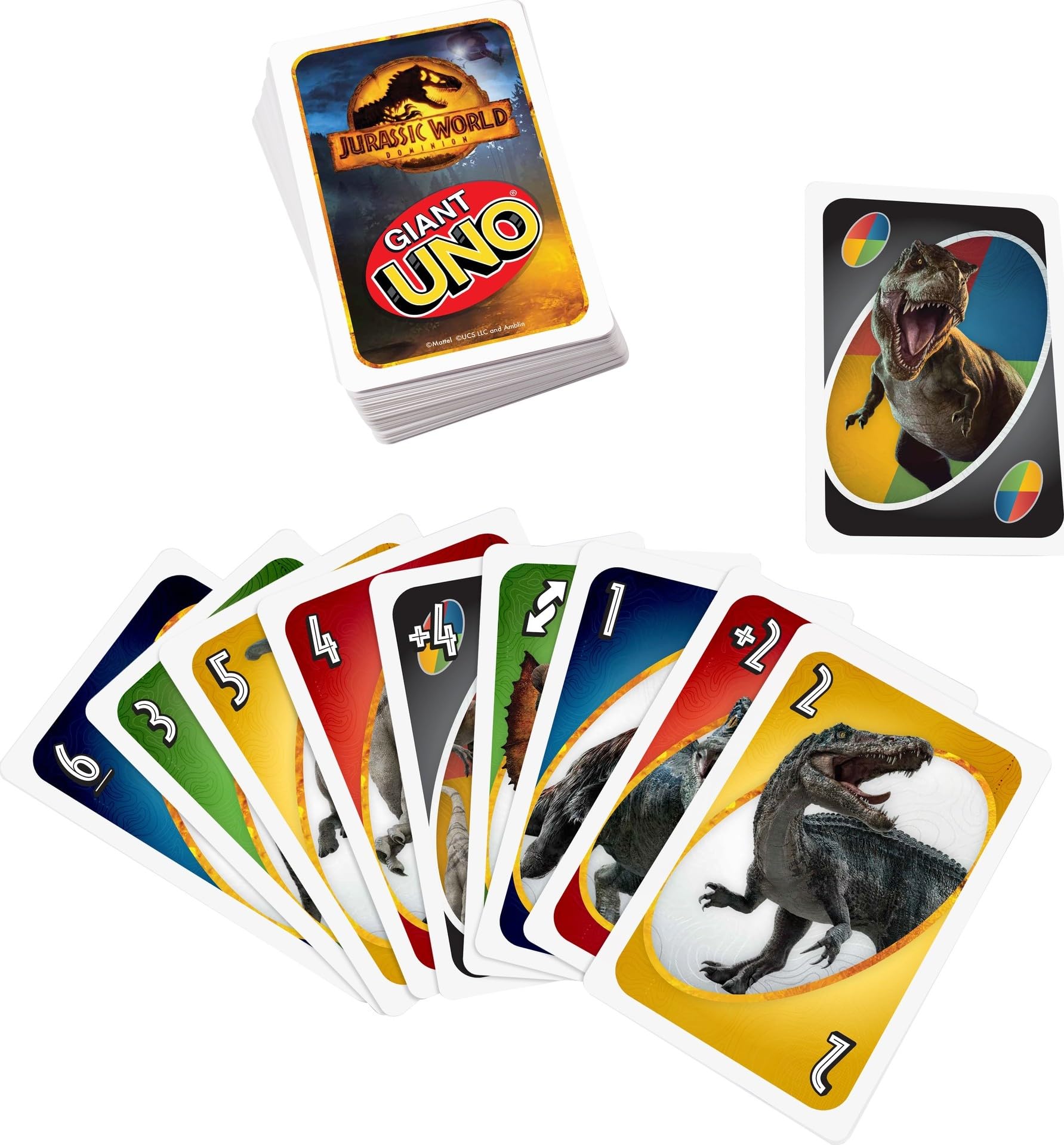 Foto 7 pulgar | Juego De Cartas Mattel Games Giant Uno Jurassic World 7+ Years - Venta Internacional.