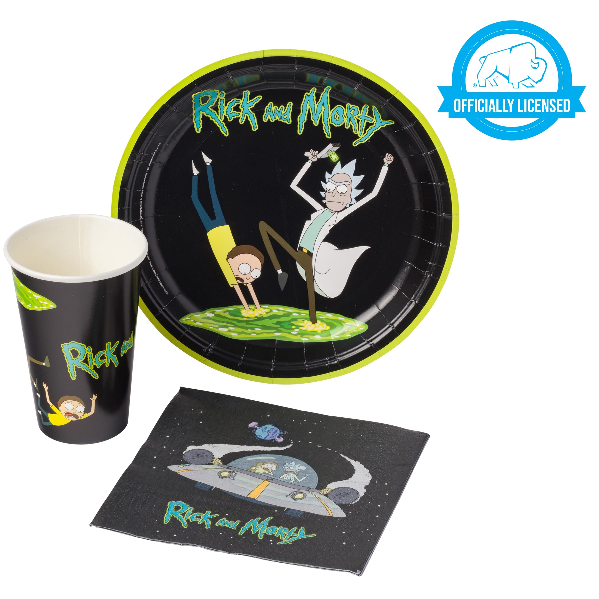 Foto 4 pulgar | Set De Artículos De Fiesta Plateado Buffalo Rick Y Morty In The Portal - Venta Internacional.