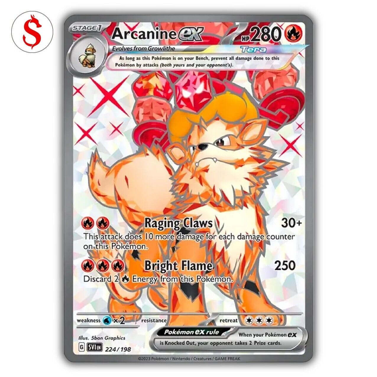 Foto 2 pulgar | Carta Coleccionable Pokémon Arcanine Ex 224/198 Scarlet & Violet - Venta Internacional