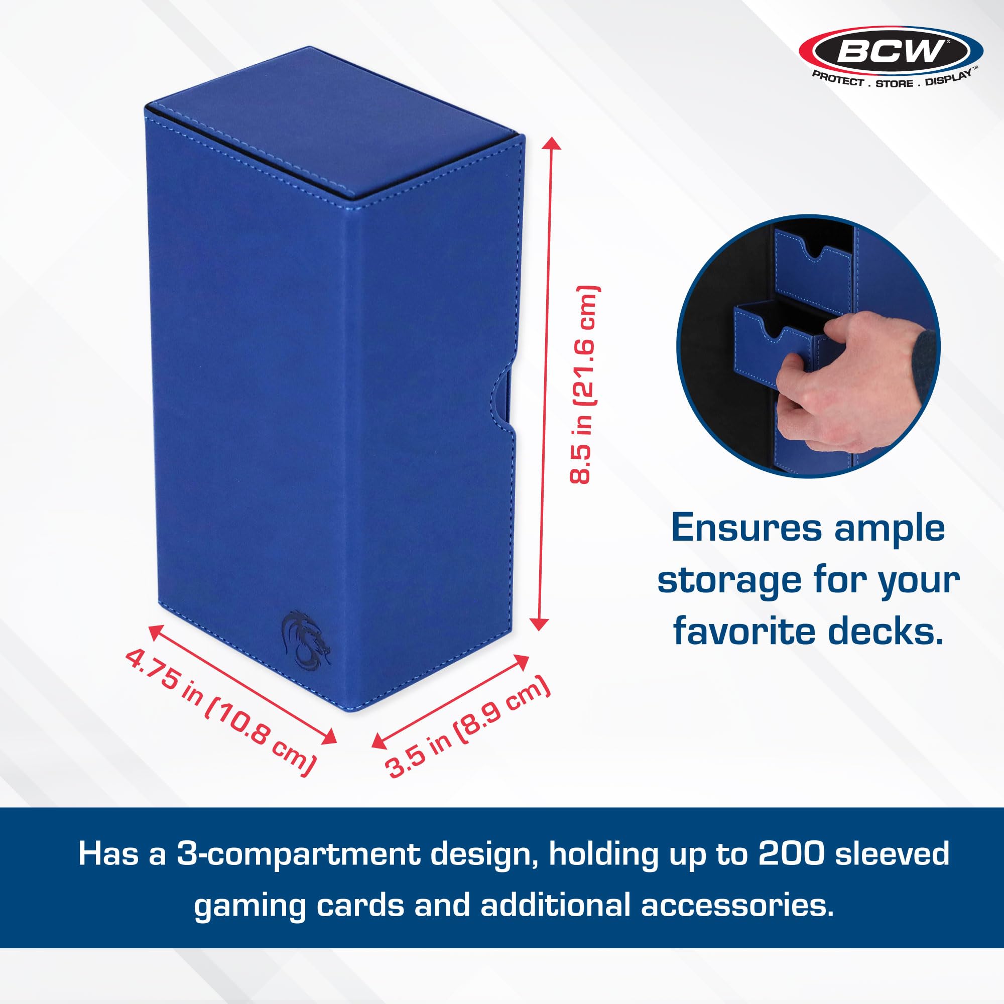 Foto 4 pulgar | Deck Box Bcw Deck Vault-lx 200 Azul Con Tapa Para Cartas Con Funda Para 100 - Venta Internacional.