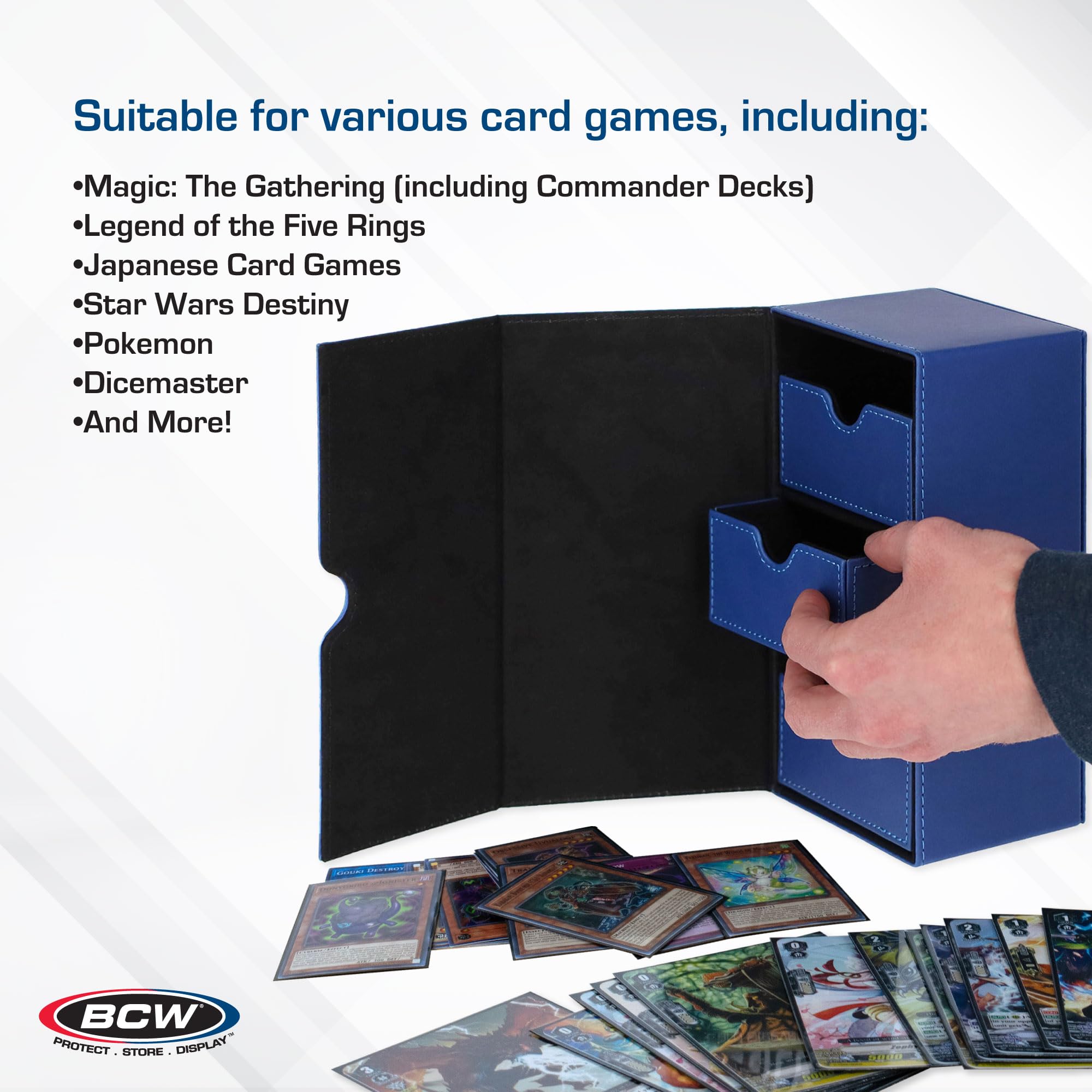 Foto 6 pulgar | Deck Box Bcw Deck Vault-lx 200 Azul Con Tapa Para Cartas Con Funda Para 100 - Venta Internacional.