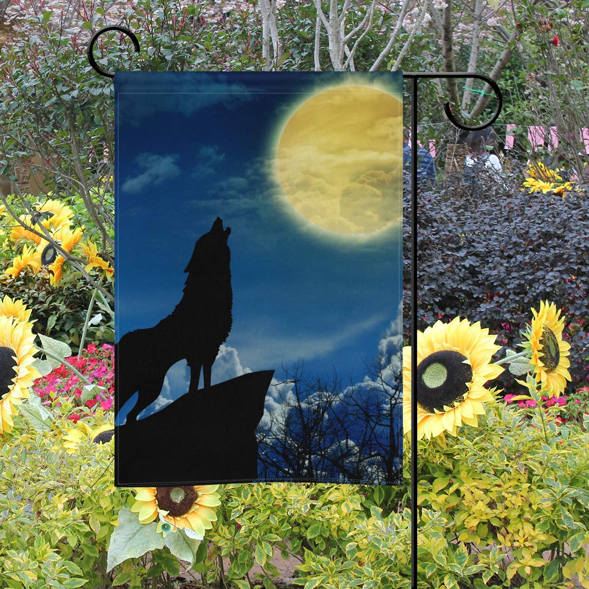 Foto 2 | Bandera De Jardín, Poliéster, Con Diseño De Lobo, Aúlla En La Mañana, 70 X 100 Cm - Venta Internacional.
