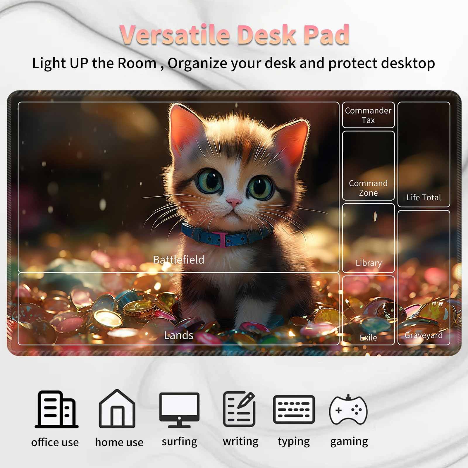 Foto 7 pulgar | Juego De Cartas Playmat Bvdikmi Cute Kawaii Cat 60 X 35 Cm Mtg Tcg - Venta Internacional.