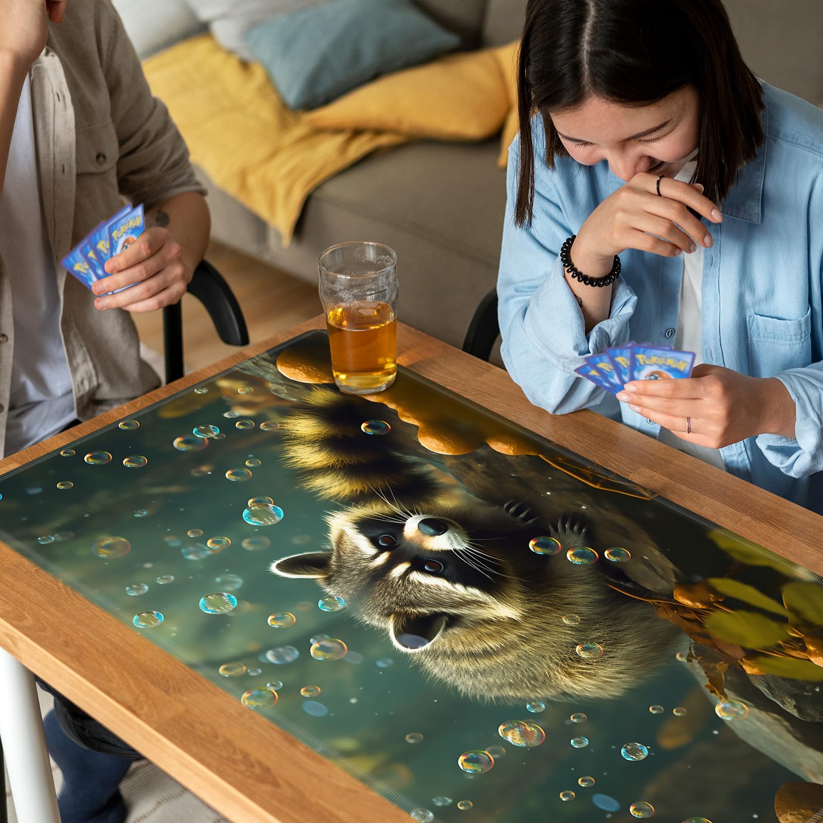 Foto 3 | Juego De Cartas Playmat Bvdikmi Magic Forest Raccoon 60 X 35 Cm - Venta Internacional.