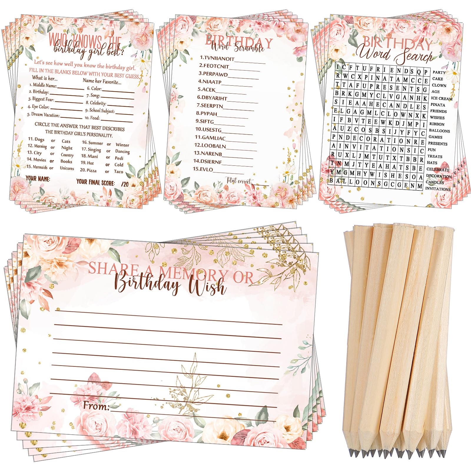 Foto 1 | Juegos Para Fiestas De Cumpleaños Fumete Who Knows The Girl, 100 Unidades+20 Lápices - Venta Internacional.