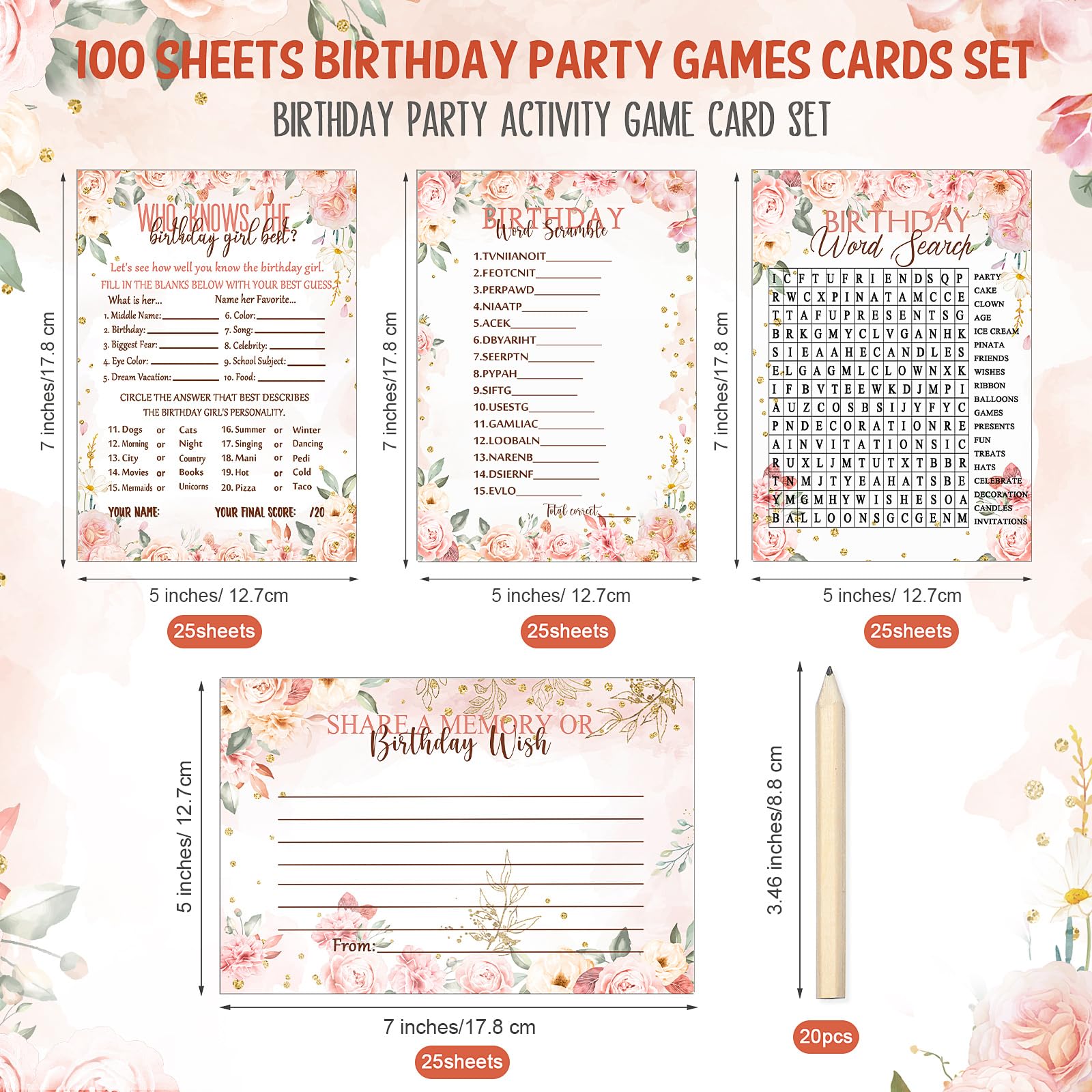 Foto 2 | Juegos Para Fiestas De Cumpleaños Fumete Who Knows The Girl, 100 Unidades+20 Lápices - Venta Internacional.