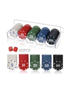 Foto 1 | 100 Fichas Poker 2 Dados Con Caja De Almacenamiento Plástico