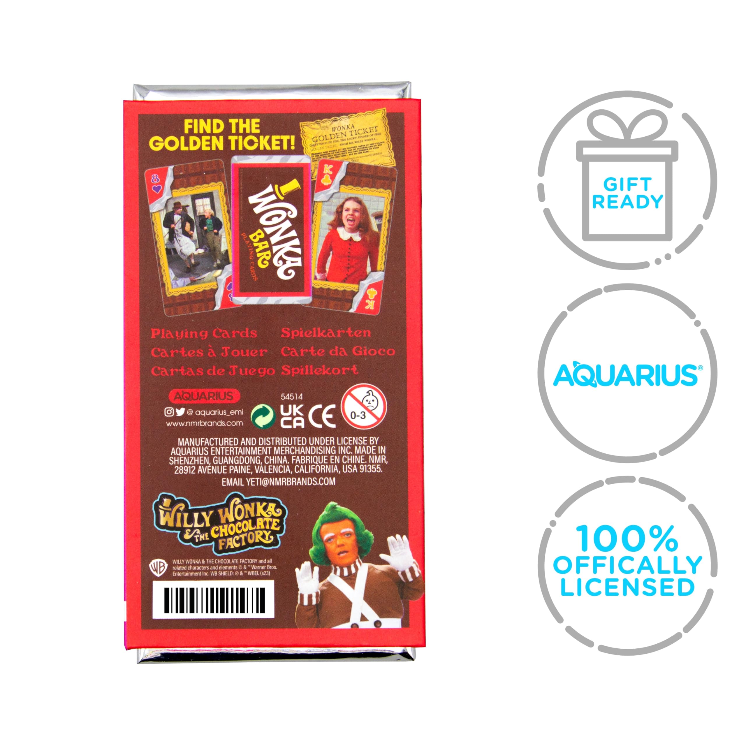 Foto 3 pulgar | Baraja De Cartas Aquarius Willy Wonka Chocolate Bar Premium - Venta Internacional.
