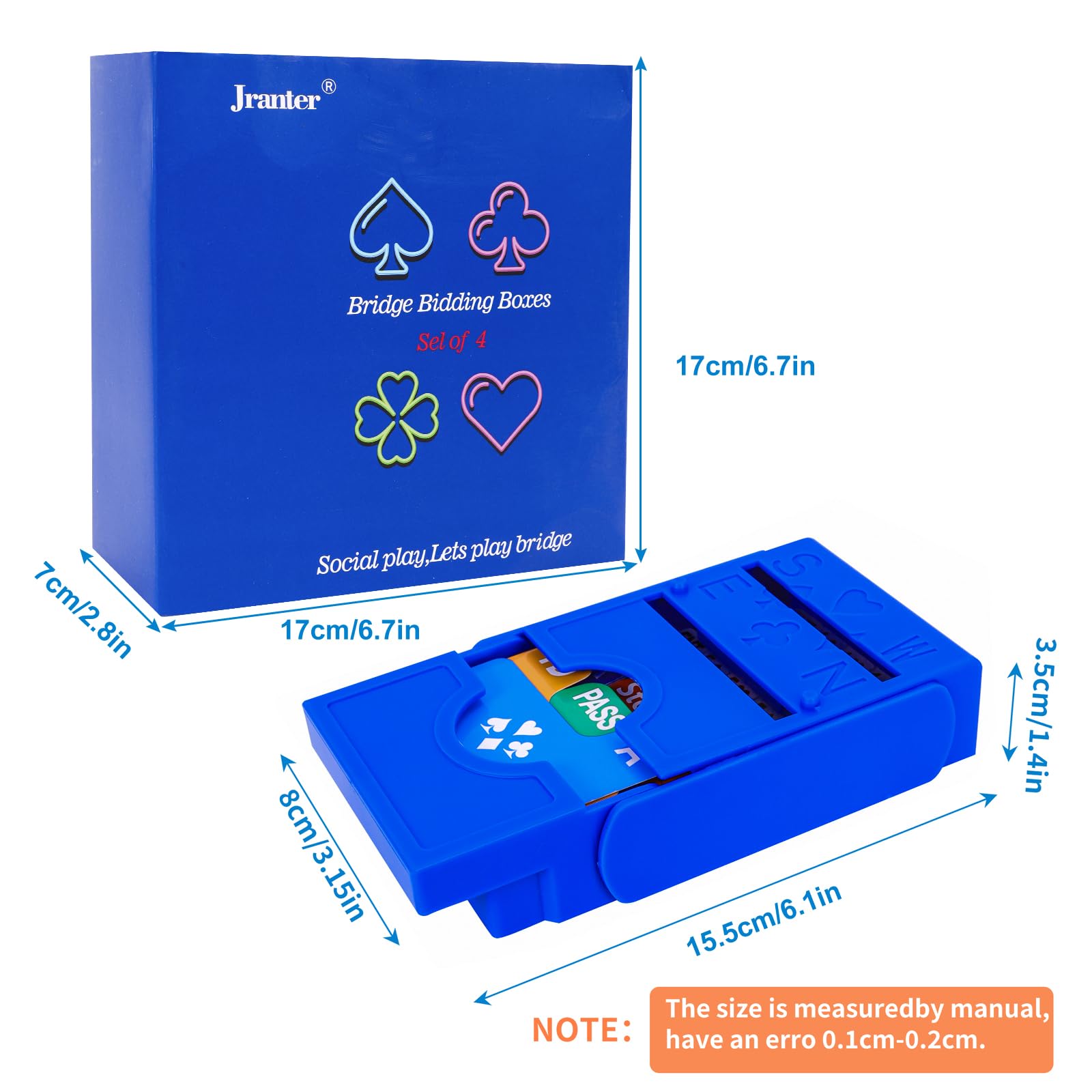 Foto 3 pulgar | Juego De 4 Cajas De Papel Azul De Primera Calidad De Bridge Bidding Boxes - Venta Internacional.