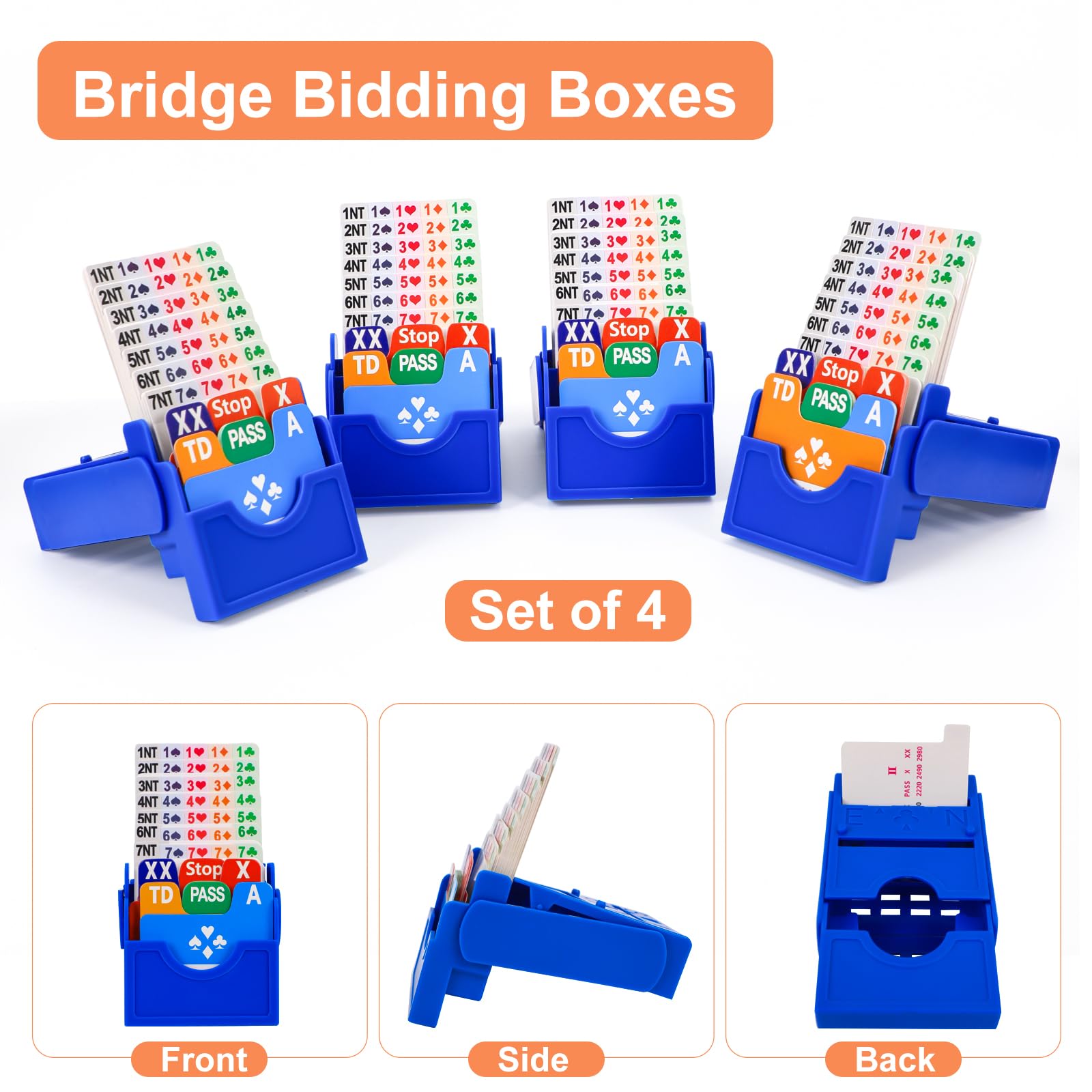Foto 6 pulgar | Juego De 4 Cajas De Papel Azul De Primera Calidad De Bridge Bidding Boxes - Venta Internacional.