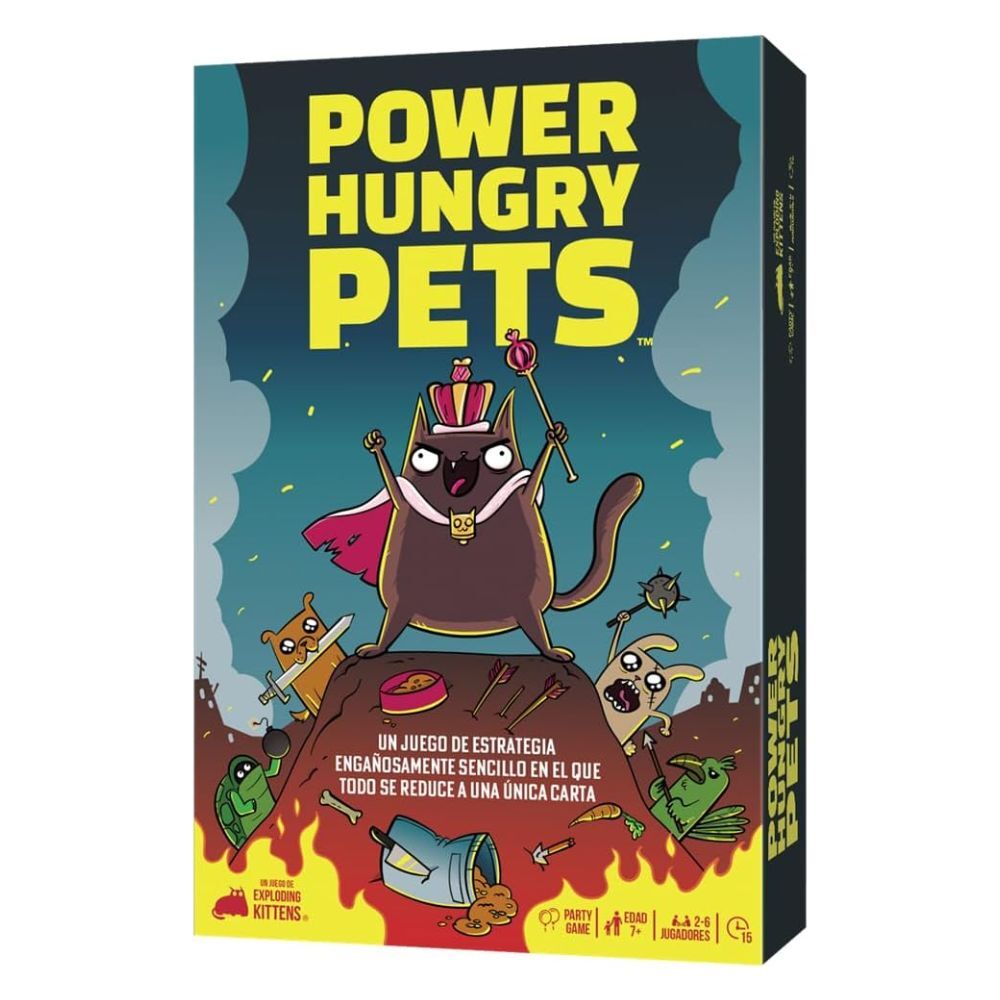 Foto 2 pulgar | Juego De Mesa Power Hungry Pets | Exploding Kittens | Original En Español | Cartas Estratégicas | Edad 7+ | 2-5 Jugad