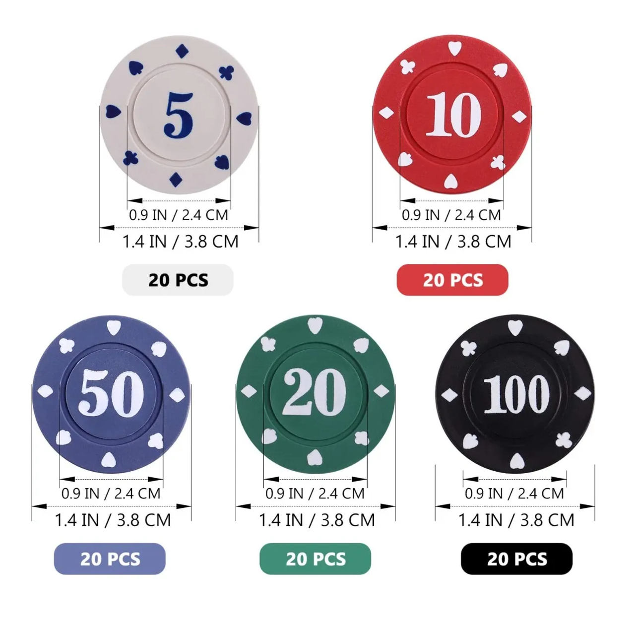 Foto 5 pulgar | 100 Pzas Fichas Poker Con Caja De Almacenamiento De Plástico