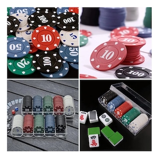 Foto 3 | 100 Pzas Fichas Poker Con Caja De Almacenamiento De Plástico
