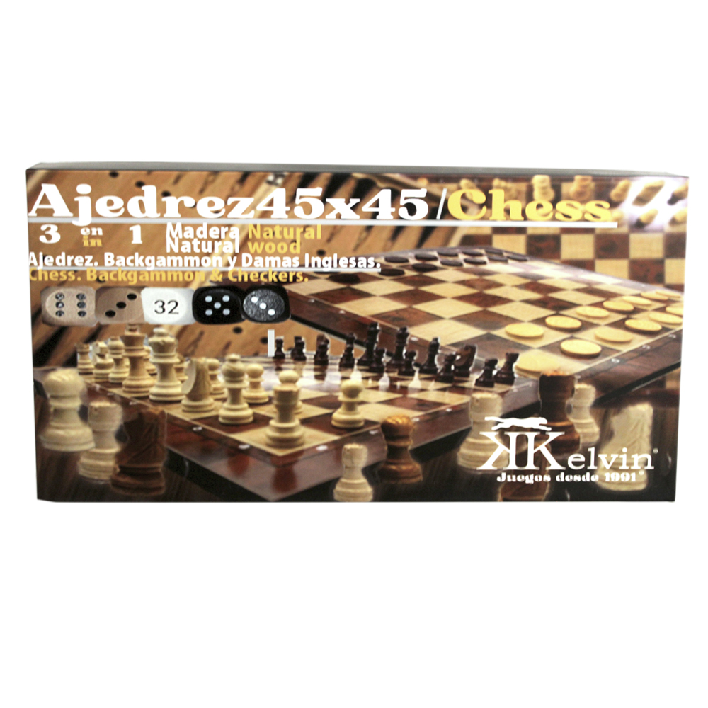 Foto 6 pulgar | Chess Set 3 En 1 Natural 45x45 Bc