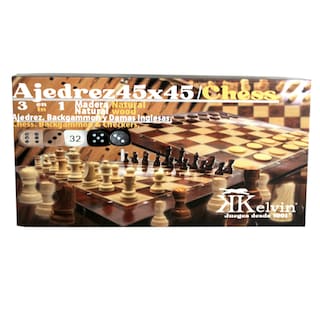 Foto 5 | Chess Set 3 En 1 Natural 45x45 Bc