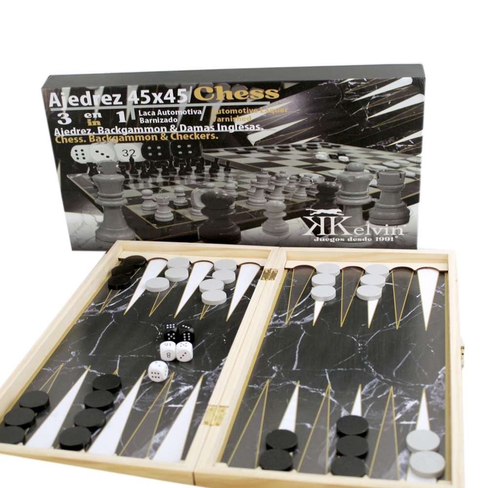 Foto 2 pulgar | Chess Set 3 En 1 Laca 45x45 Ng