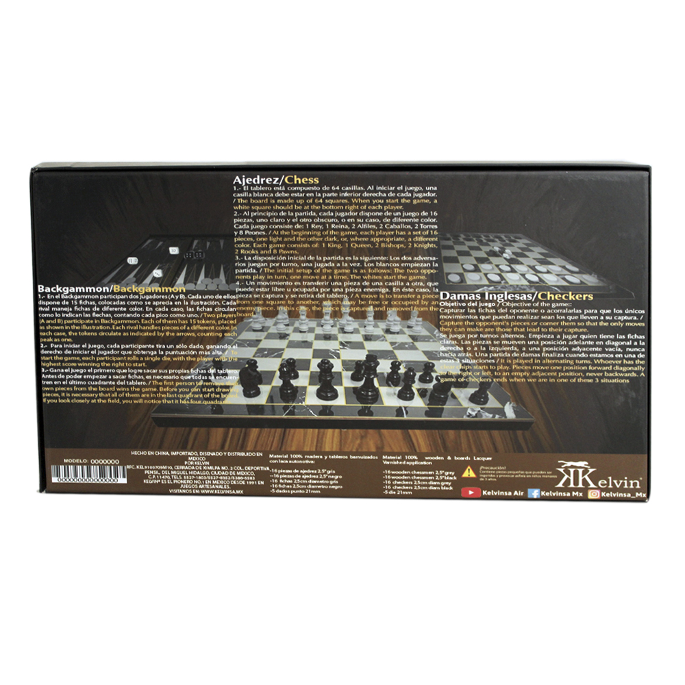 Foto 4 pulgar | Chess Set 3 En 1 Laca 45x45 Ng