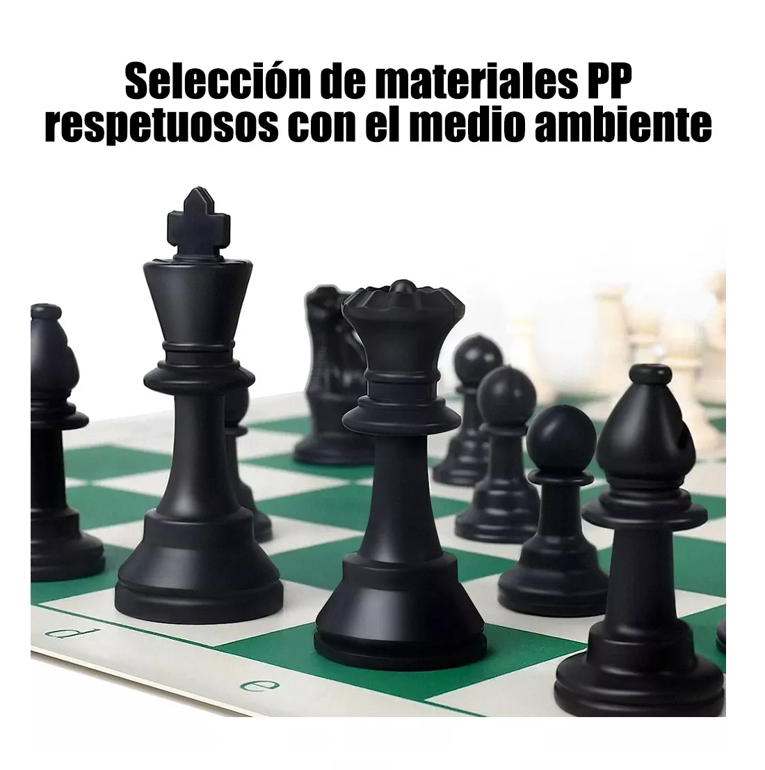 Foto 5 pulgar | Ajedrez Profesional Piezas Blancas Y Negras En Cubo, Verde