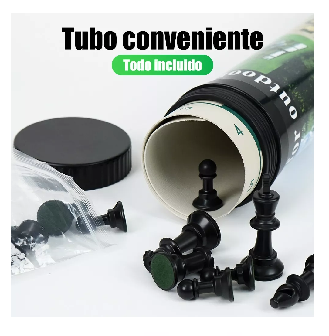 Foto 6 pulgar | Ajedrez Profesional Piezas Blancas Y Negras En Cubo, Verde
