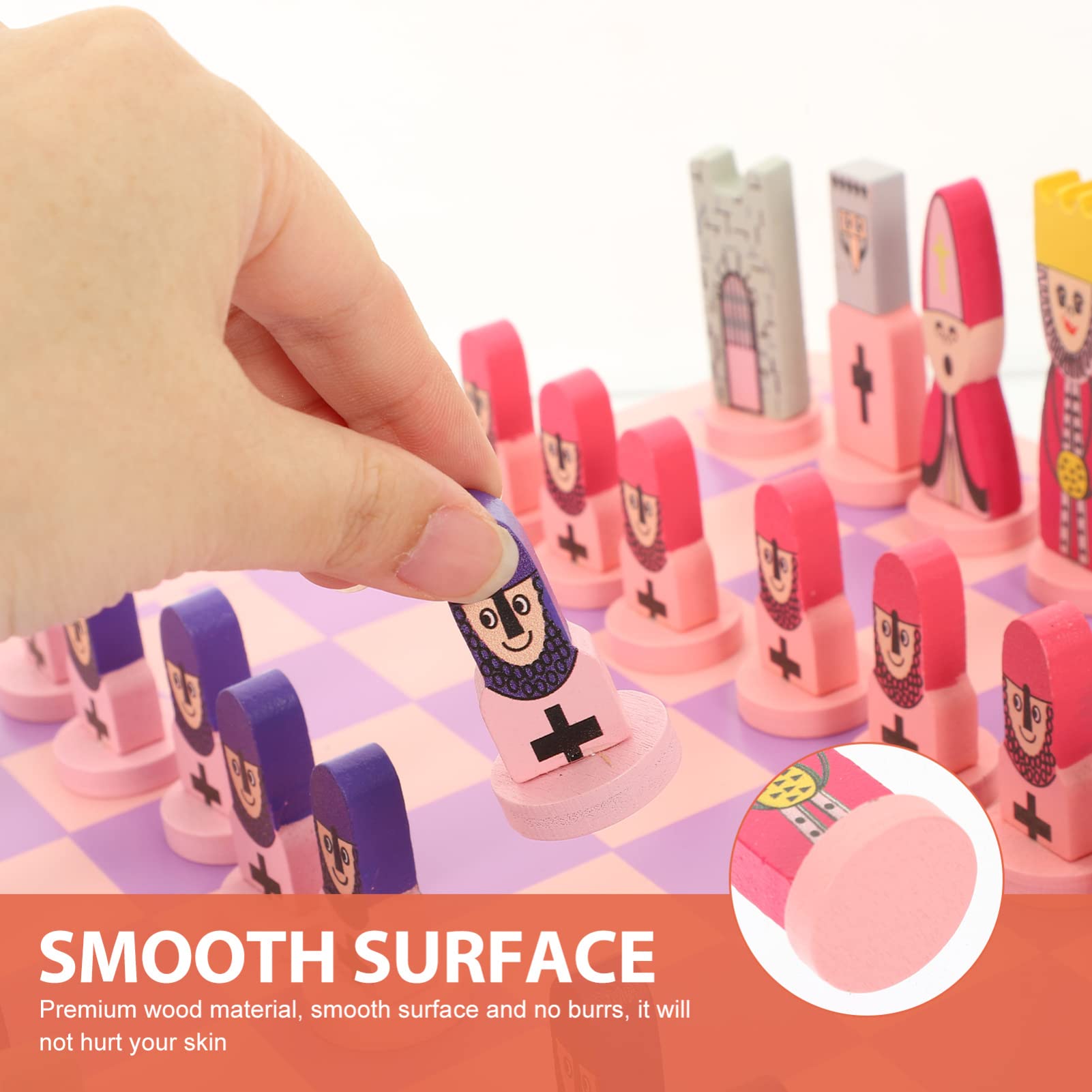 Foto 4 pulgar | Juego De Ajedrez Toyandona Con Dibujos Animados De Madera, Color Rosa, Para Niños Y Adultos - Venta Internacional.