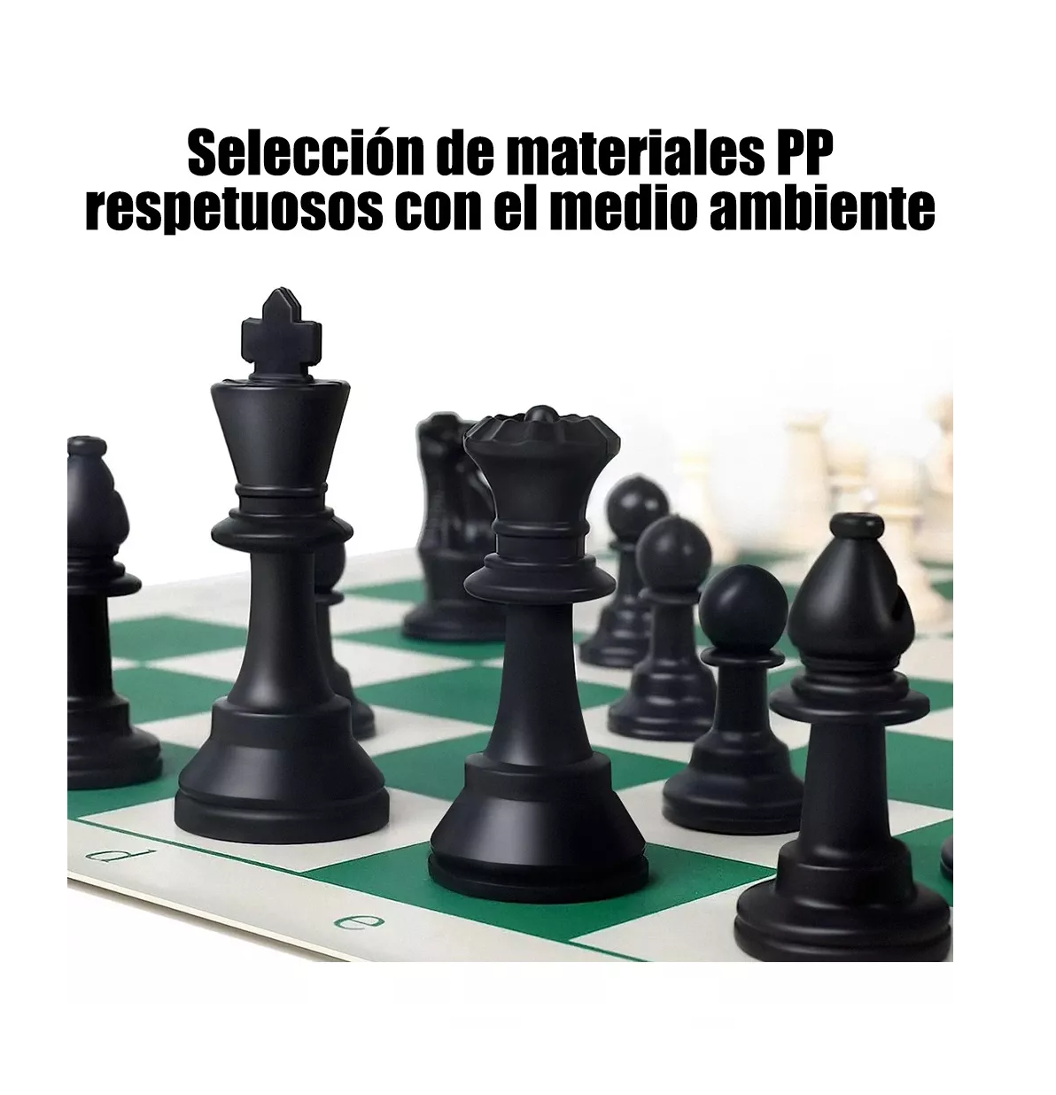 Foto 4 pulgar | Ajedrez Profesional Piezas Blancas Y Negras En Cubo, Verde