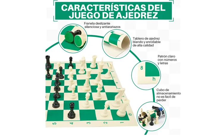 Foto 3 pulgar | Xtellar Ajedrez Profesional Magnético Y Plegable – Juego De Ajedrez Y Damas De 40cm