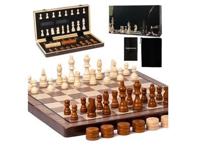 Foto 1 | Juego De Ajedrez Y Damas Magnético Xtellar De Madera 39x39 Cm, Estrategia Y Diversión Garantizadas