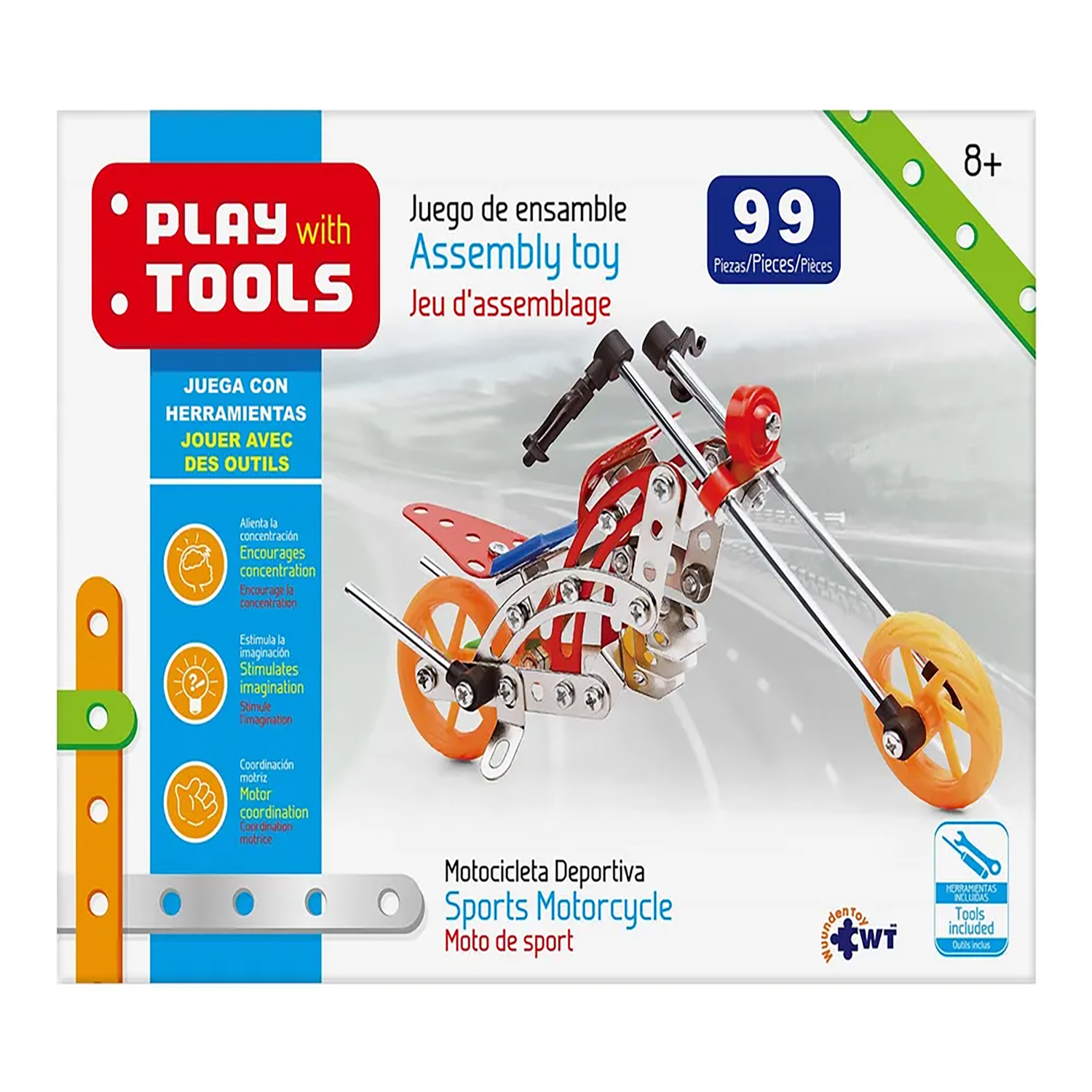 Motocicleta Deportiva Mecano Play With Tools Multicolor