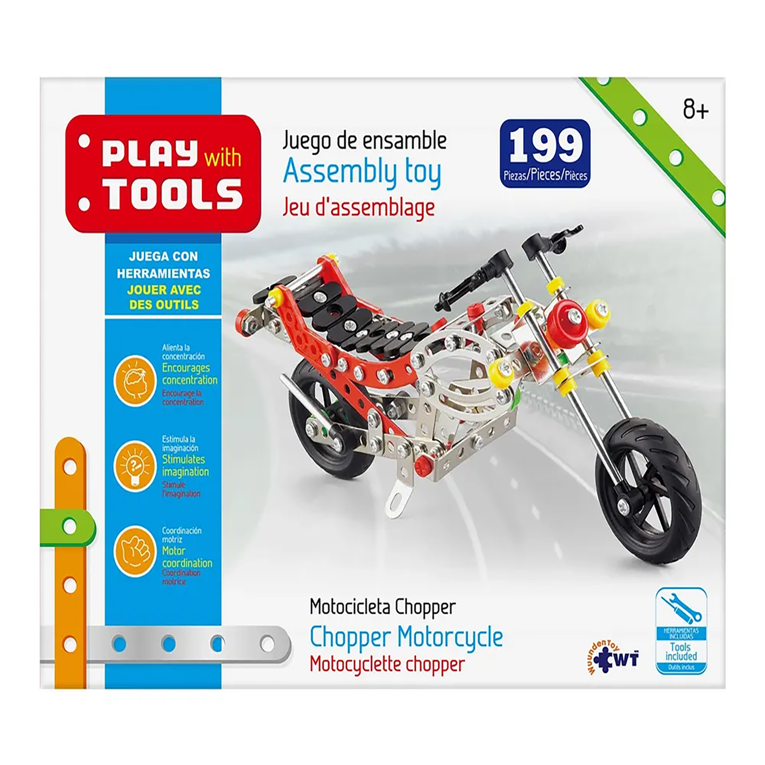 Foto 2 pulgar | Motocicleta Chopper Mecano Play With Tool Wuundentoy Grande