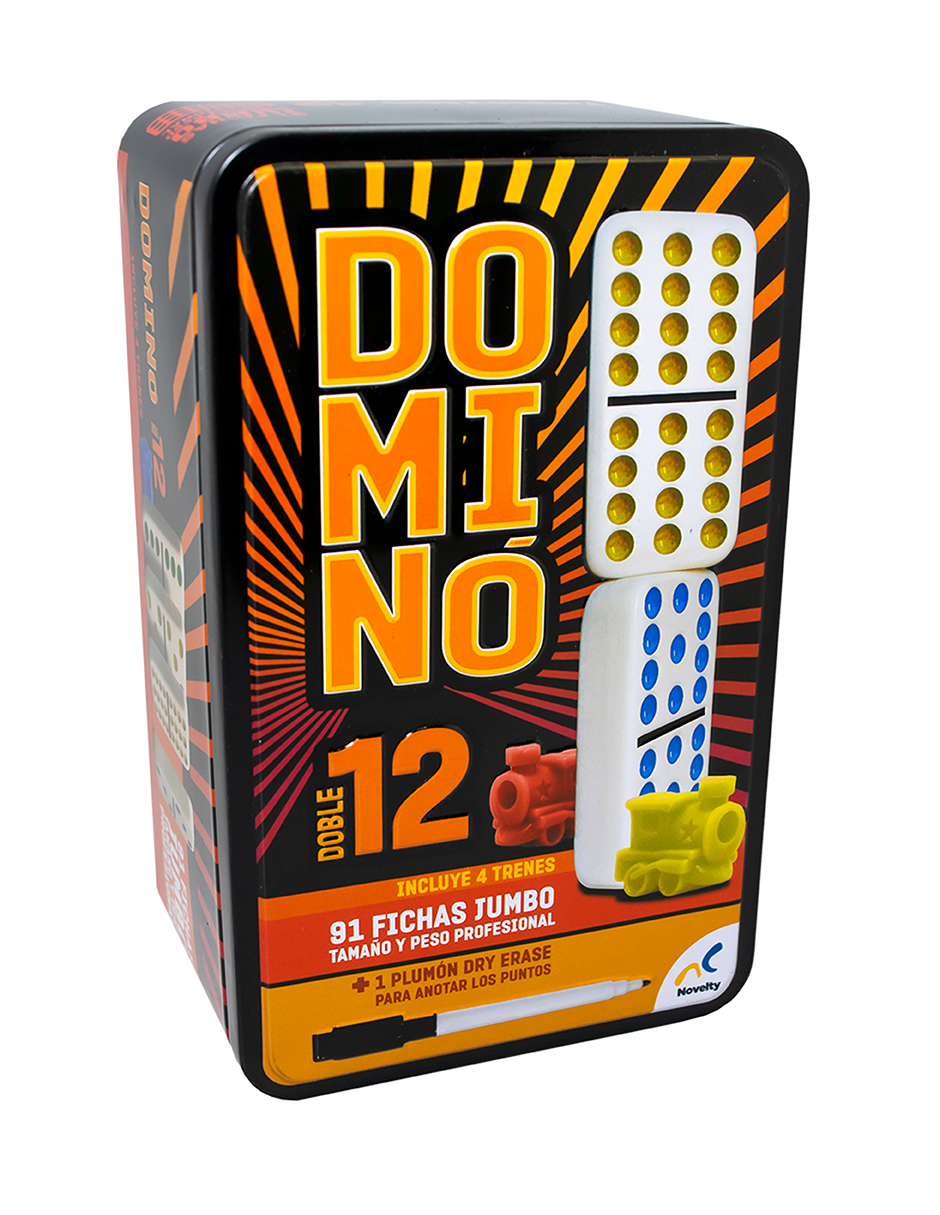 Dominó Doble 12 Novelty Multicolor en Caja Metálica Incluye 1 Plumón