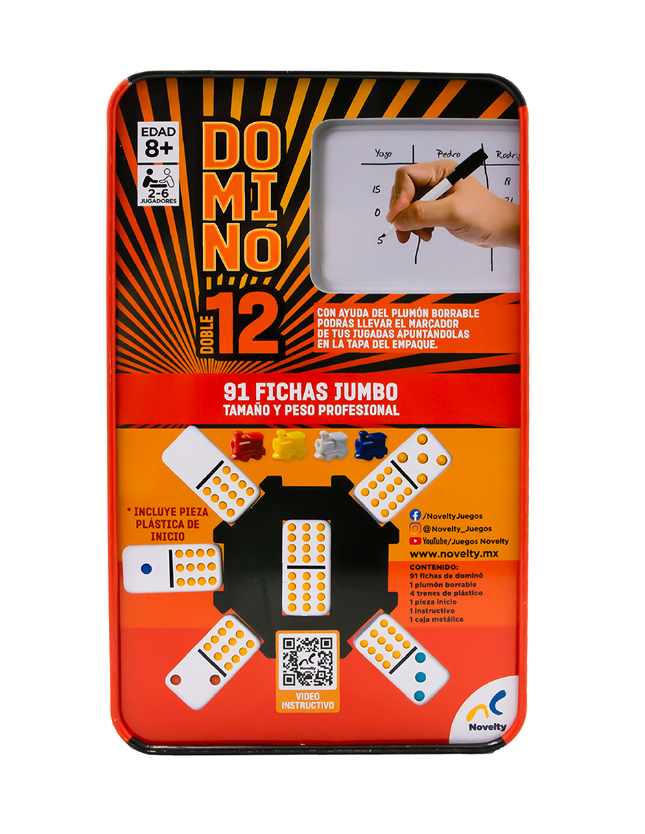 Foto 5 pulgar | Dominó Doble 12 Novelty Multicolor en Caja Metálica Incluye 1 Plumón