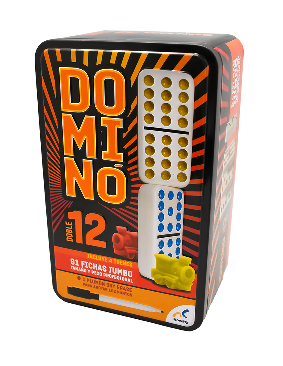 Foto 5 | Dominó Doble 12 Novelty Multicolor en Caja Metálica Incluye 1 Plumón