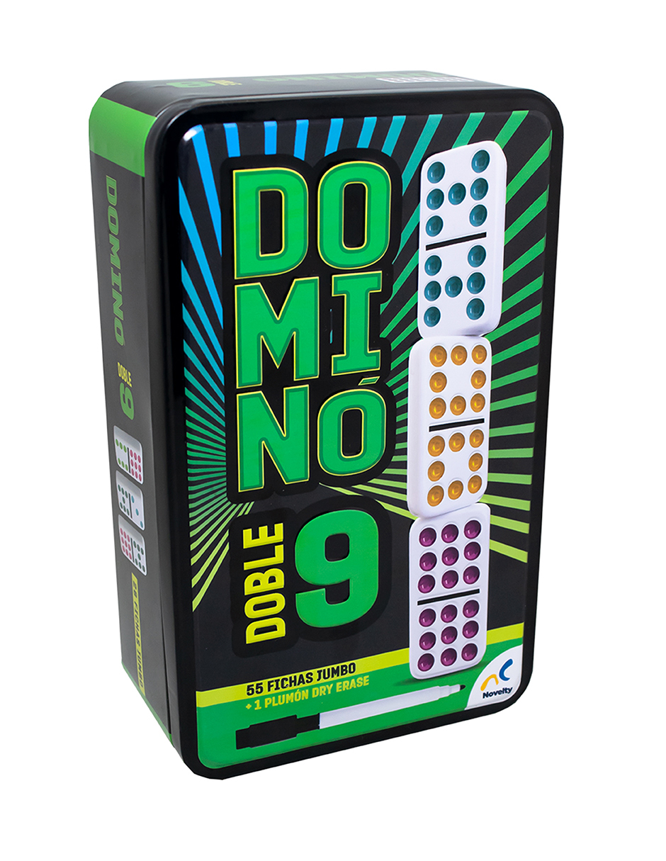 Foto 2 pulgar | Dominó Doble 9 en Caja Metálica con 1 Plumón Novelty