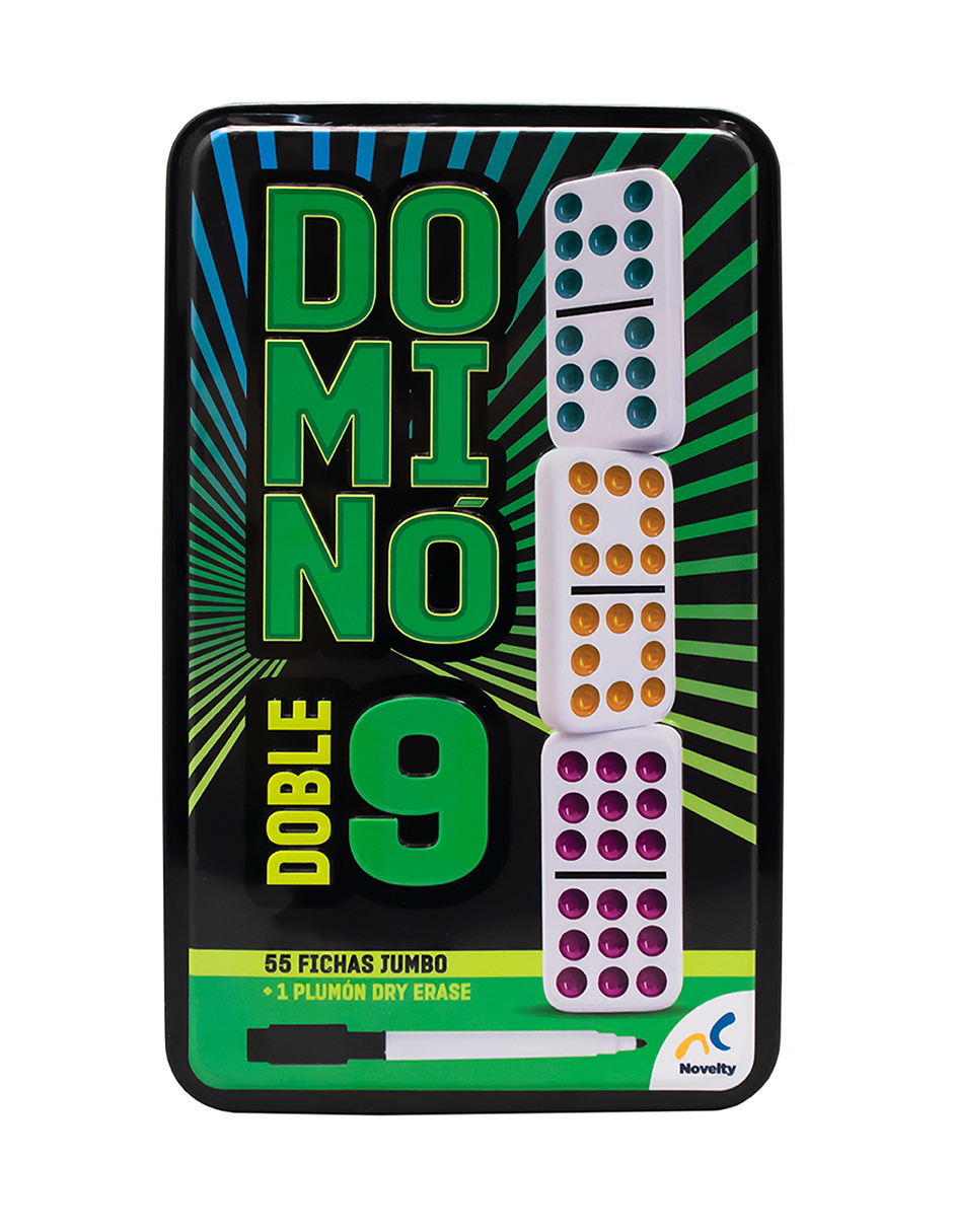 Foto 4 pulgar | Dominó Doble 9 en Caja Metálica con 1 Plumón Novelty