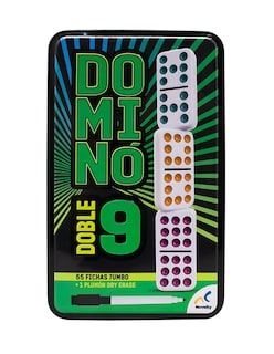Foto 3 | Dominó Doble 9 en Caja Metálica con 1 Plumón Novelty