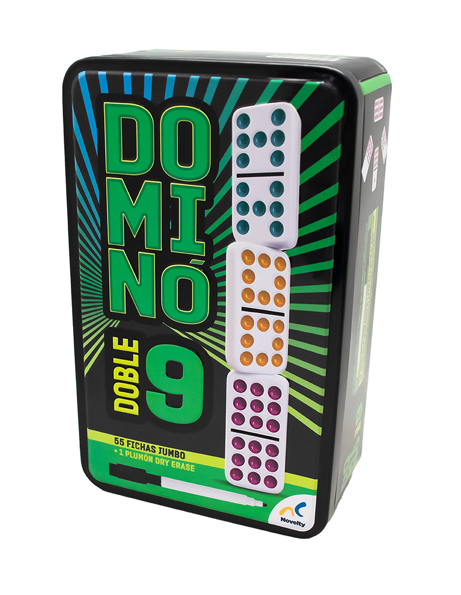 Foto 6 pulgar | Dominó Doble 9 en Caja Metálica con 1 Plumón Novelty