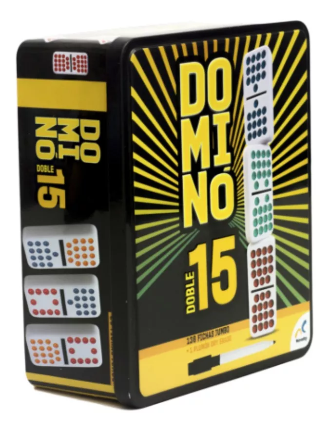 Foto 4 pulgar | Dominó Doble 15 en Caja Metálica con 1 Plumón - Novelty