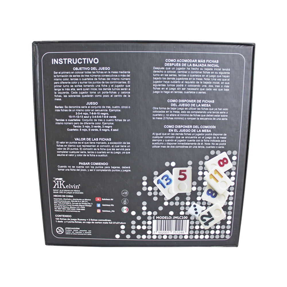 Foto 5 | Juego KELVIN JMLC100 Rummy Jumbo Caja de Cartón Foil