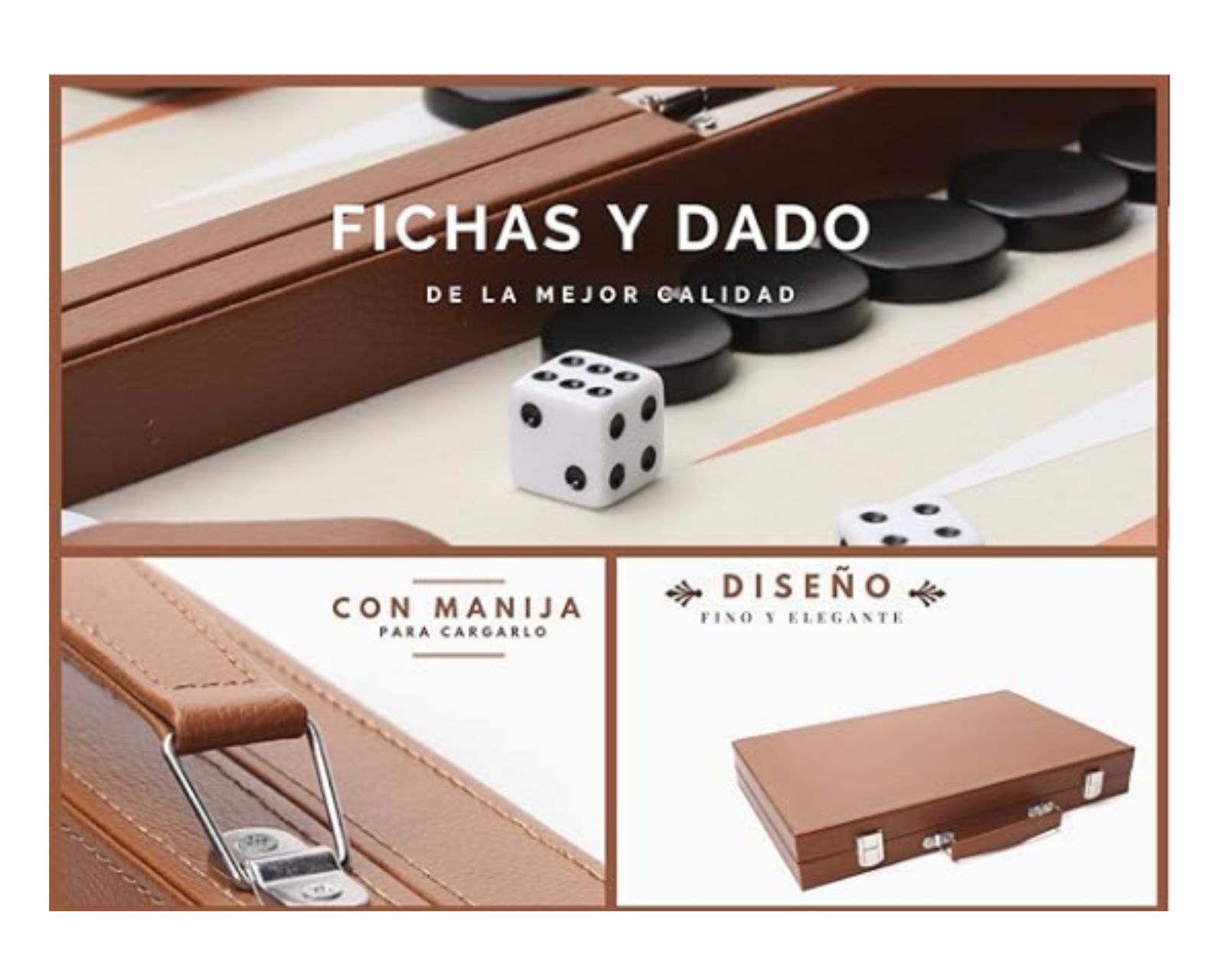 Foto 4 pulgar | Backgammon Profesional Bluelander con Fino Estuche Marrón