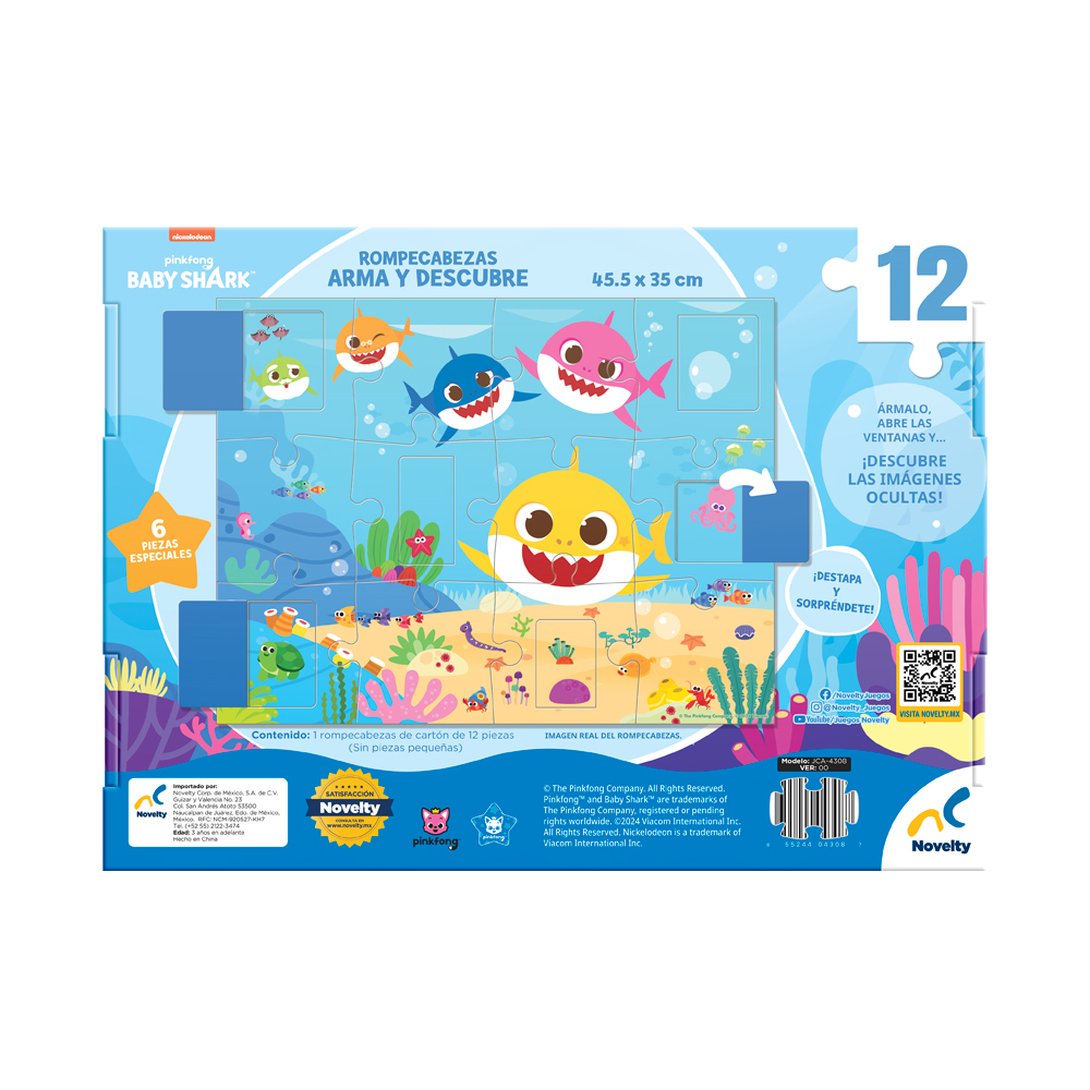 Foto 4 pulgar | Rompecabezas Infantil Arma Y Descubre 12 Piezas Babyshark Caja De Cartón
