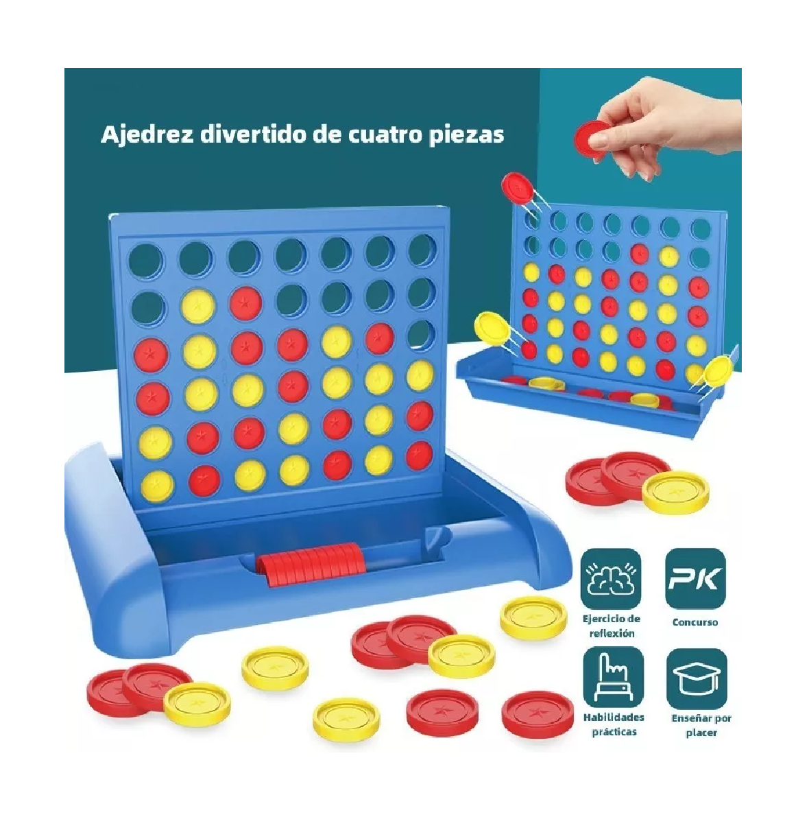 Foto 6 pulgar | Juguetes Educativos Para Niños Juego Mesa Plegable Azul