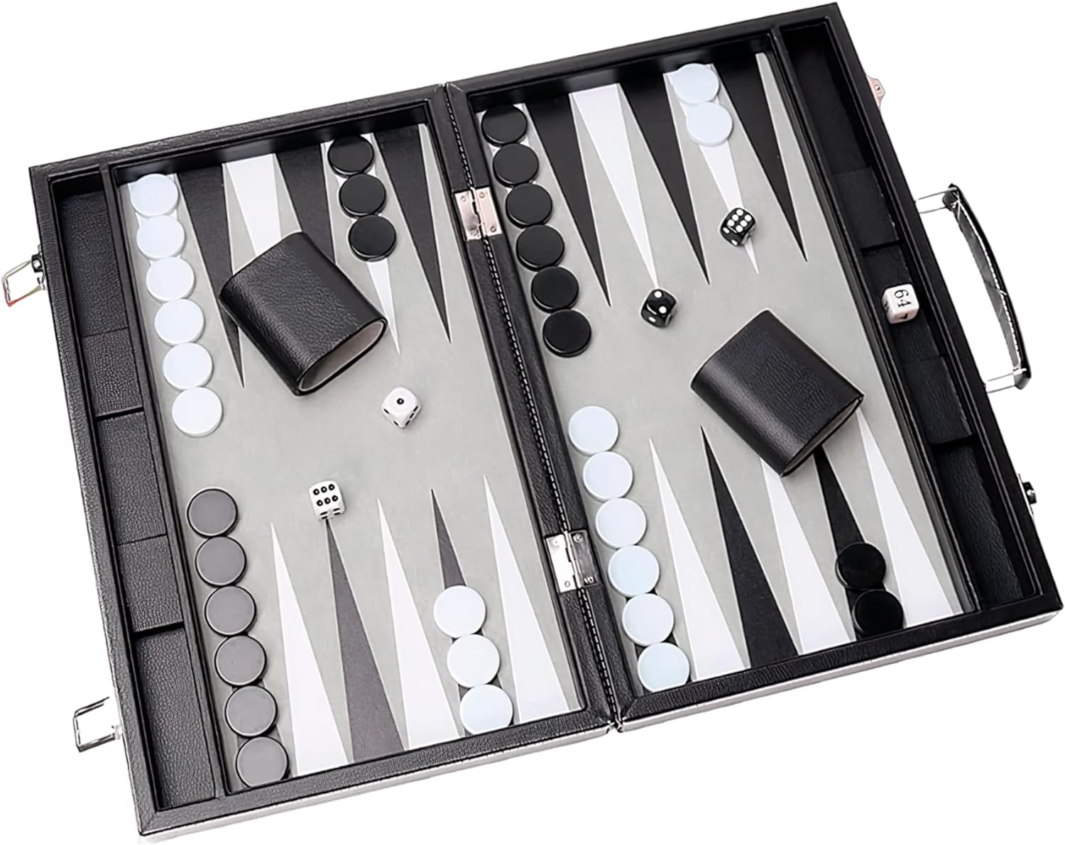 Backgammon Bluelander de Cuero Sintético Negro