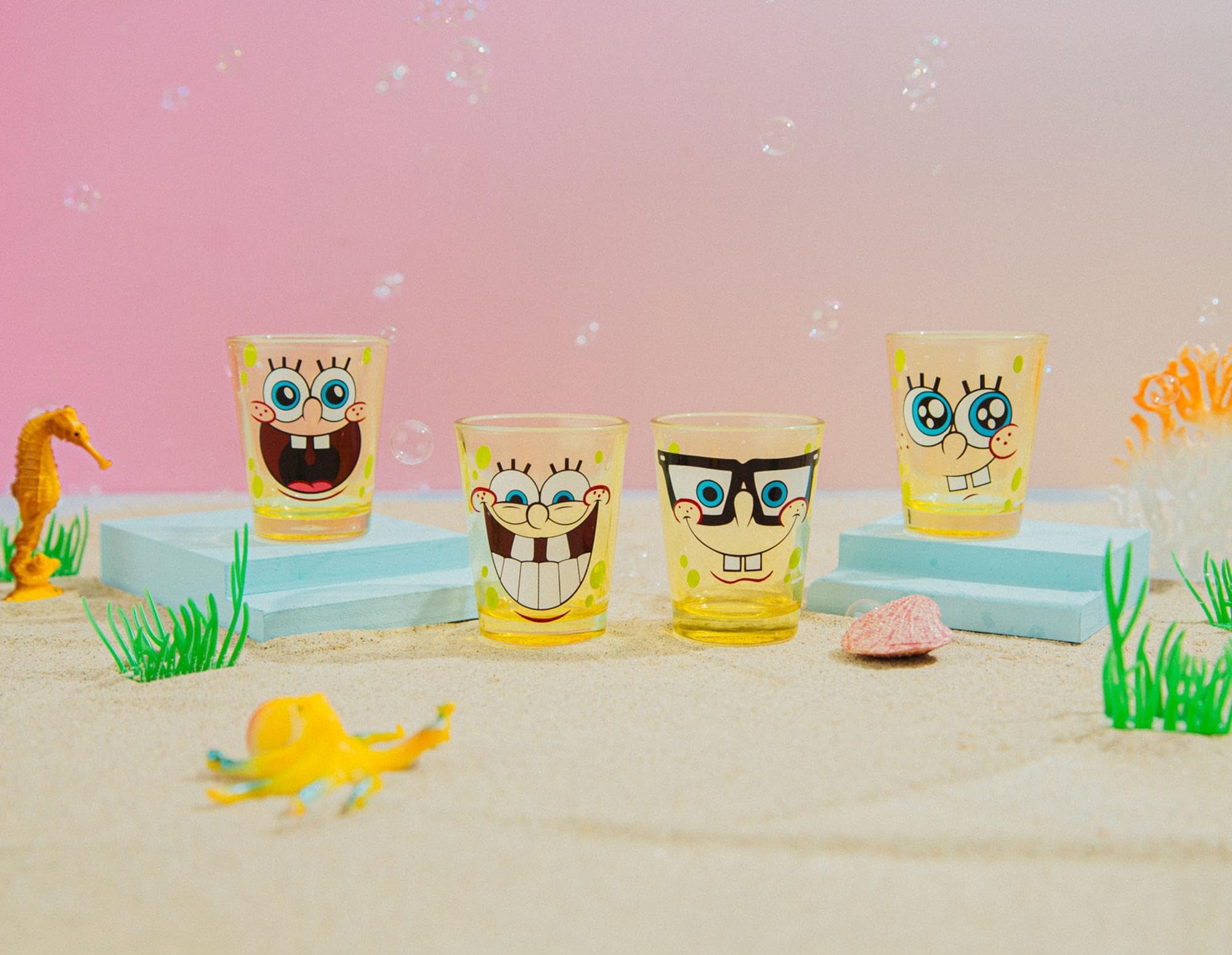 Foto 5 pulgar | Juego De Minivasos Silver Buffalo Nickelodeon Bob Esponja, Paquete De 4 - Venta Internacional.