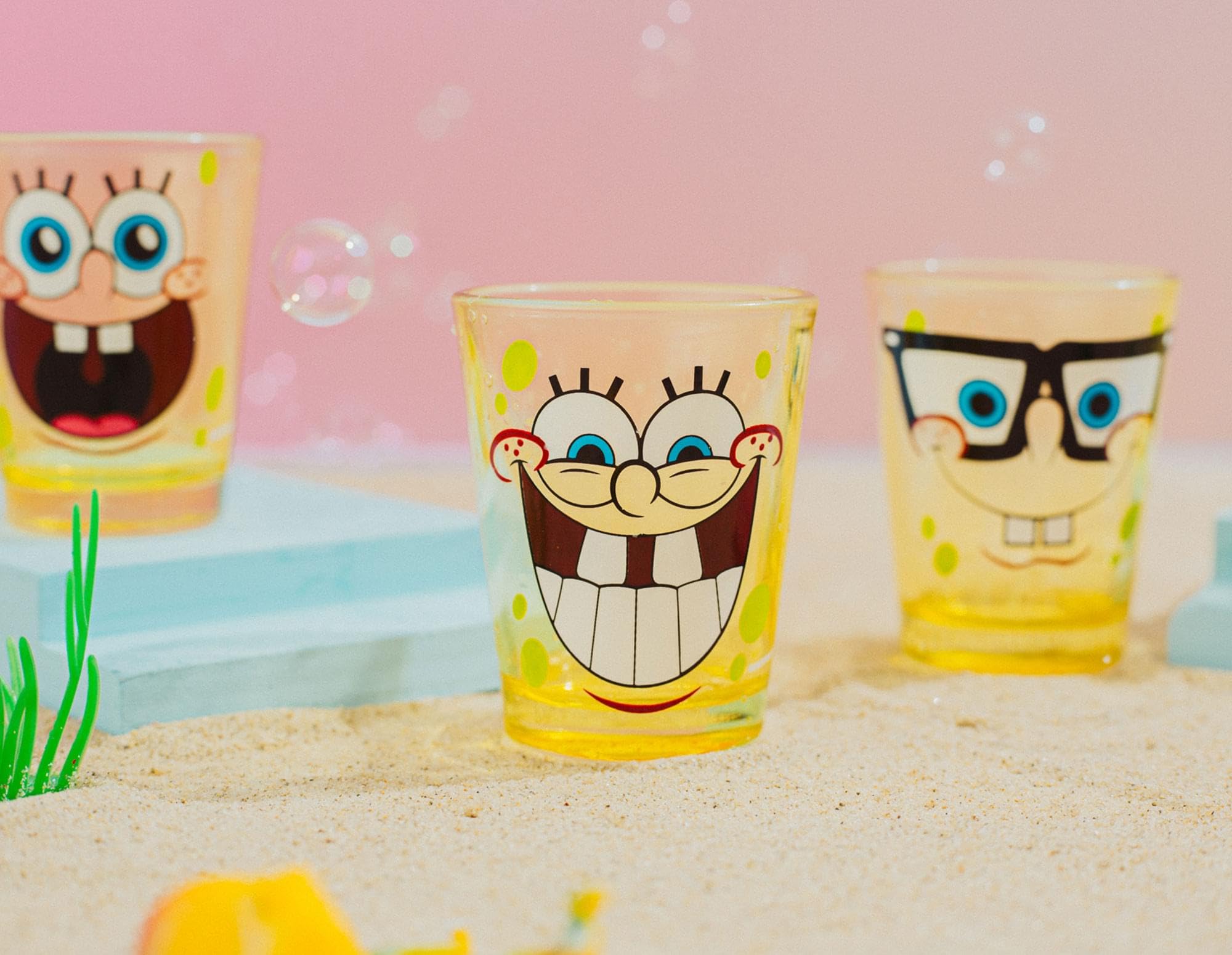 Foto 6 | Juego De Minivasos Silver Buffalo Nickelodeon Bob Esponja, Paquete De 4 - Venta Internacional.