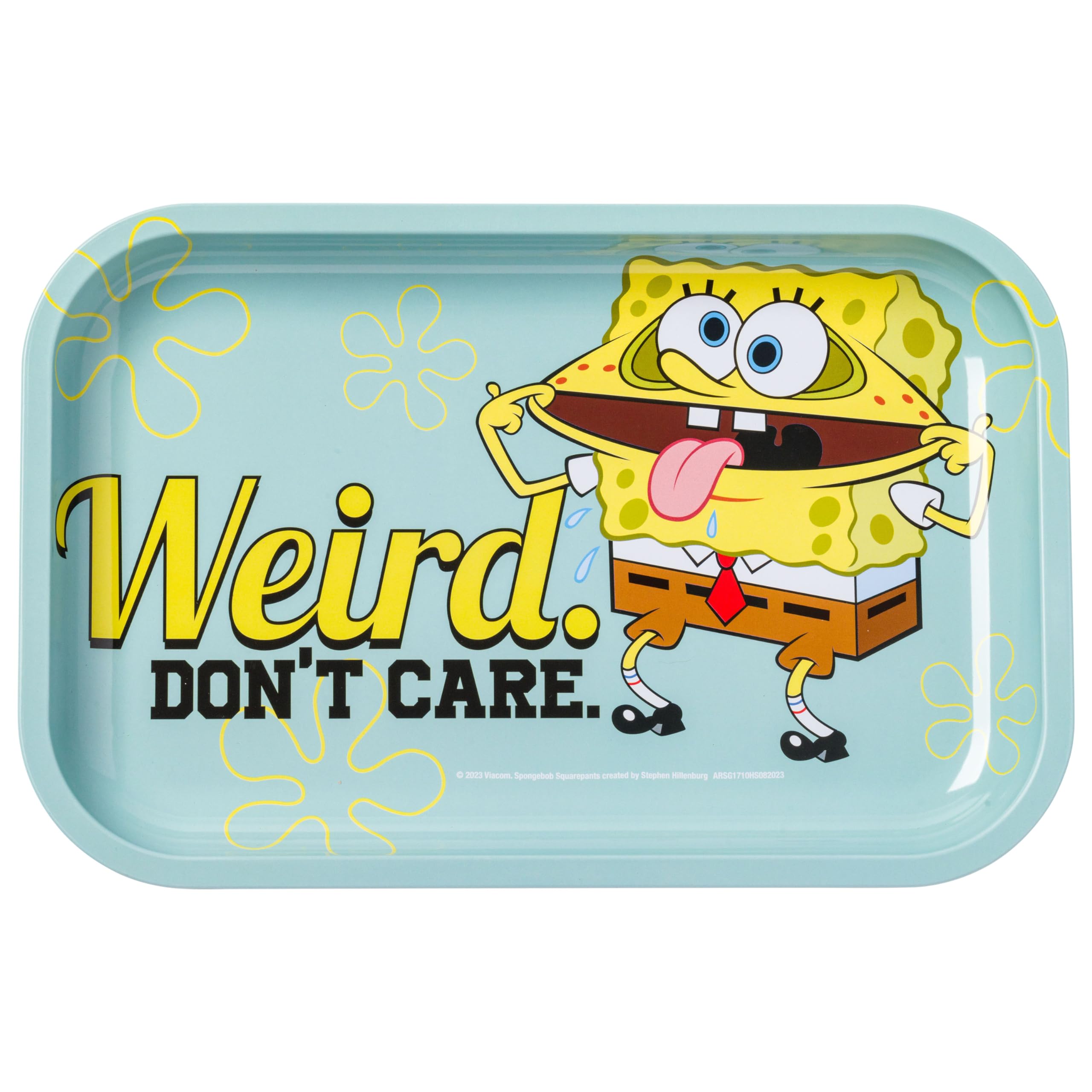 Foto 2 pulgar | Bandeja De Hojalata Plateada Con Forma De Búfalo, Bob Esponja, Weird Don't Care, 28,7 X 18,8 Cm - Venta Internacional.