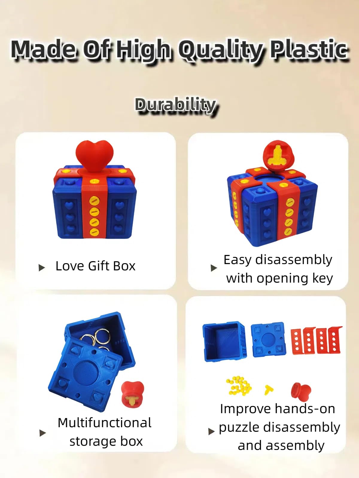 Foto 3 pulgar | Caja De Regalo Molesta Y Divertida, Con Forma De Corazón, Rompecabezas, Bromas, Roja - Venta Internacional.