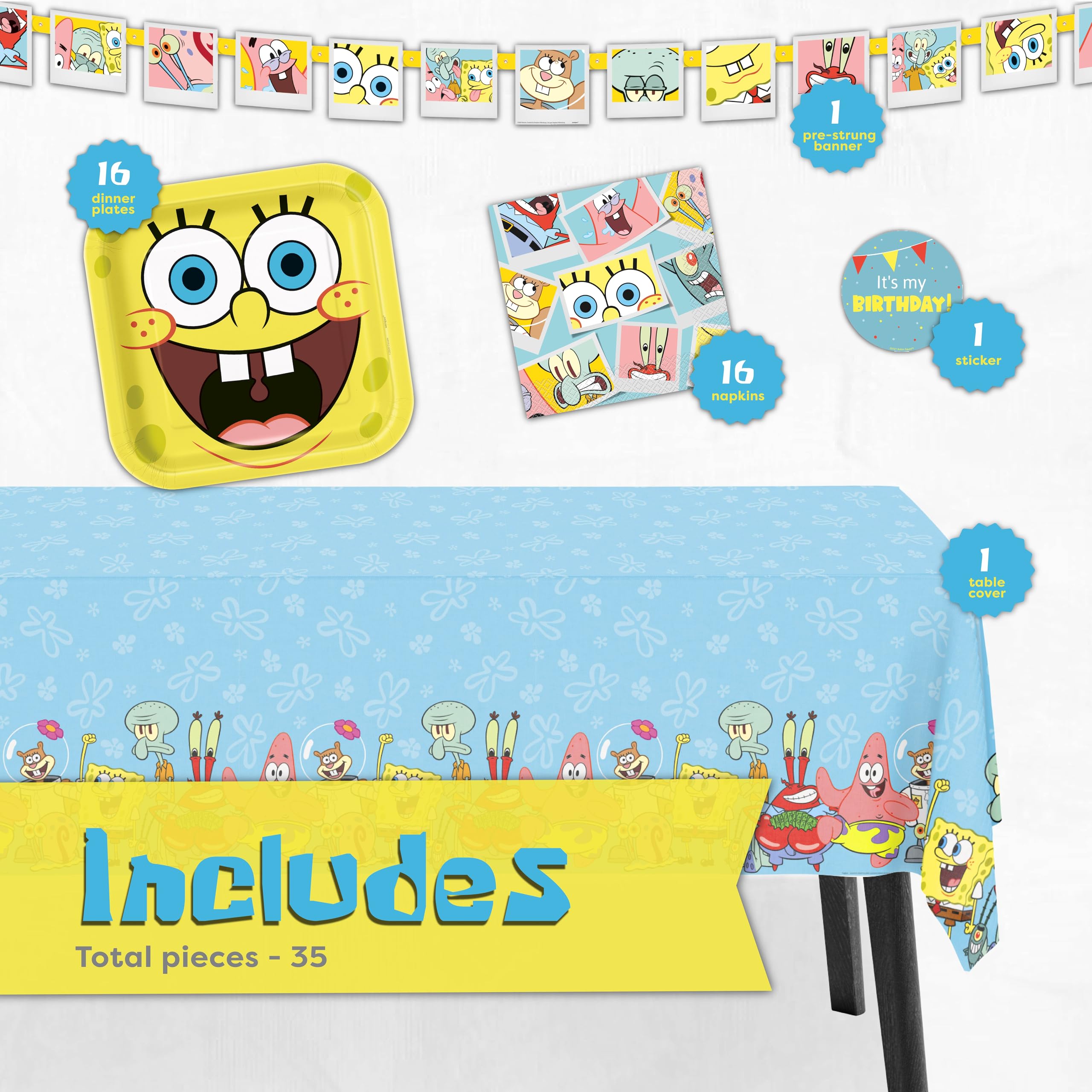 Foto 3 pulgar | Decoraciones Para Fiestas De Cumpleaños De Bob Esponja Con Licencia Oficial - Venta Internacional.