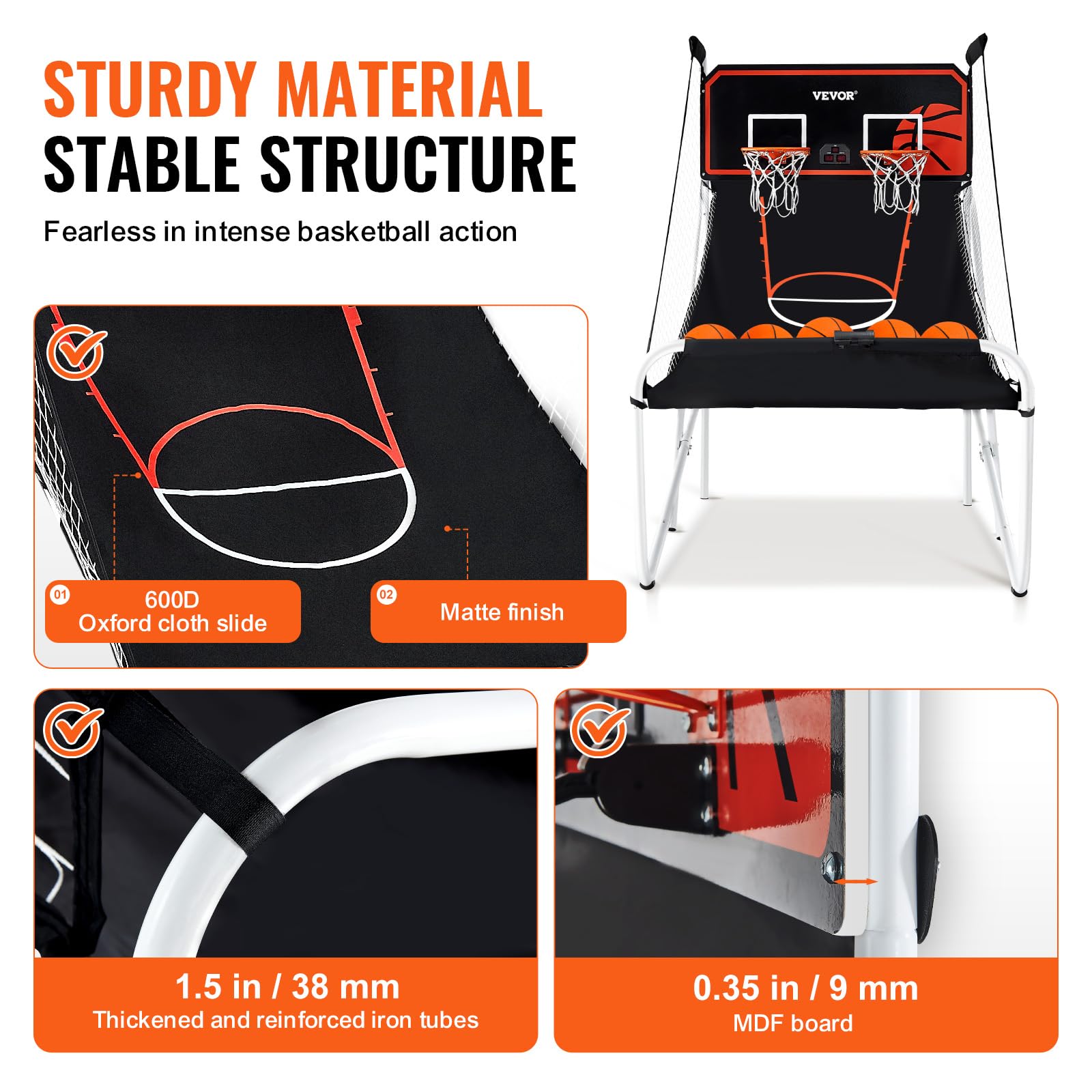 Foto 3 | Juego Arcade De Baloncesto Vevor Plegable Para 2 Jugadores Con 5 Pelotas - Venta Internacional.