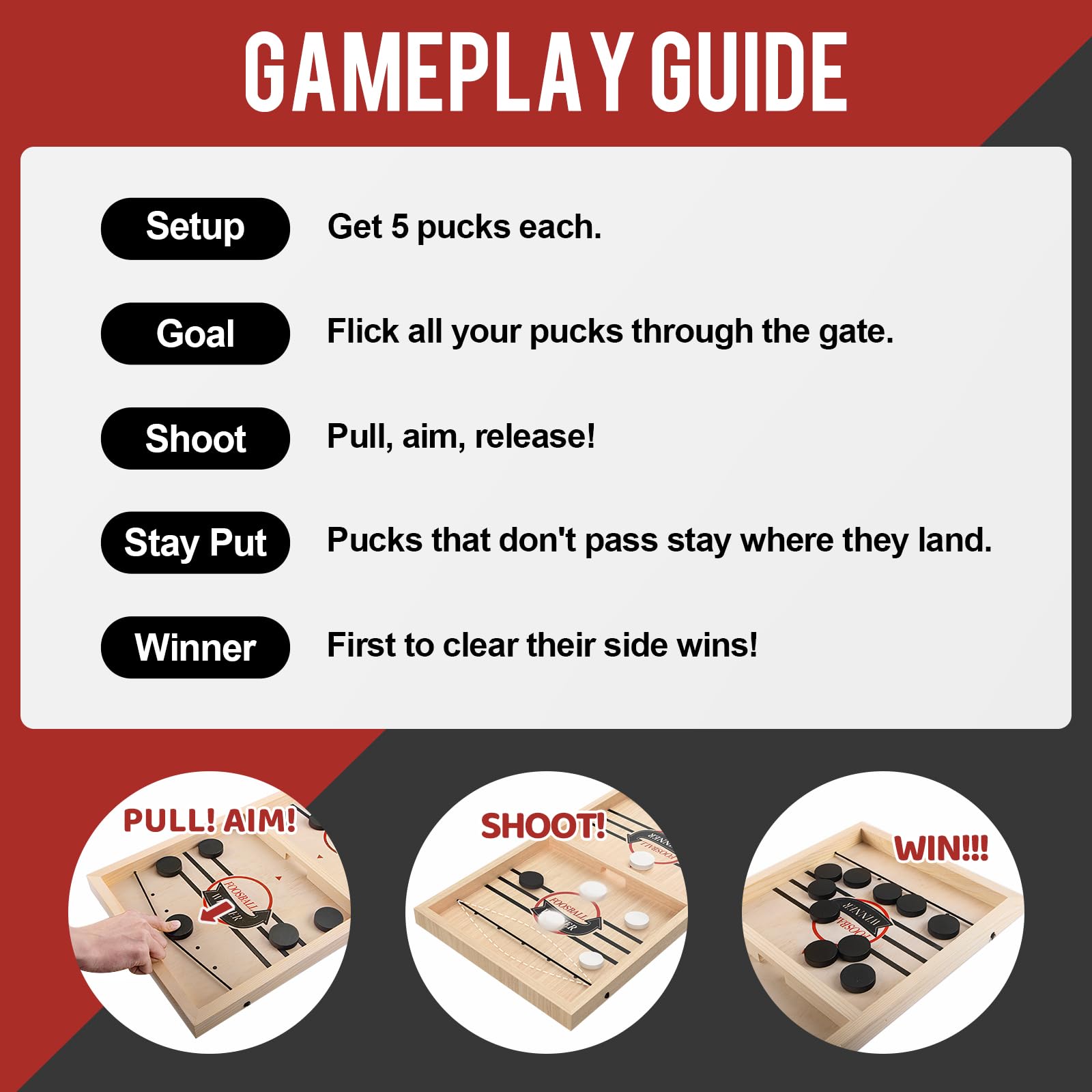 Foto 4 pulgar | Juego De Madera Fast Sling Puck Game Super Sling Hockey Con 20 Discos - Venta Internacional.
