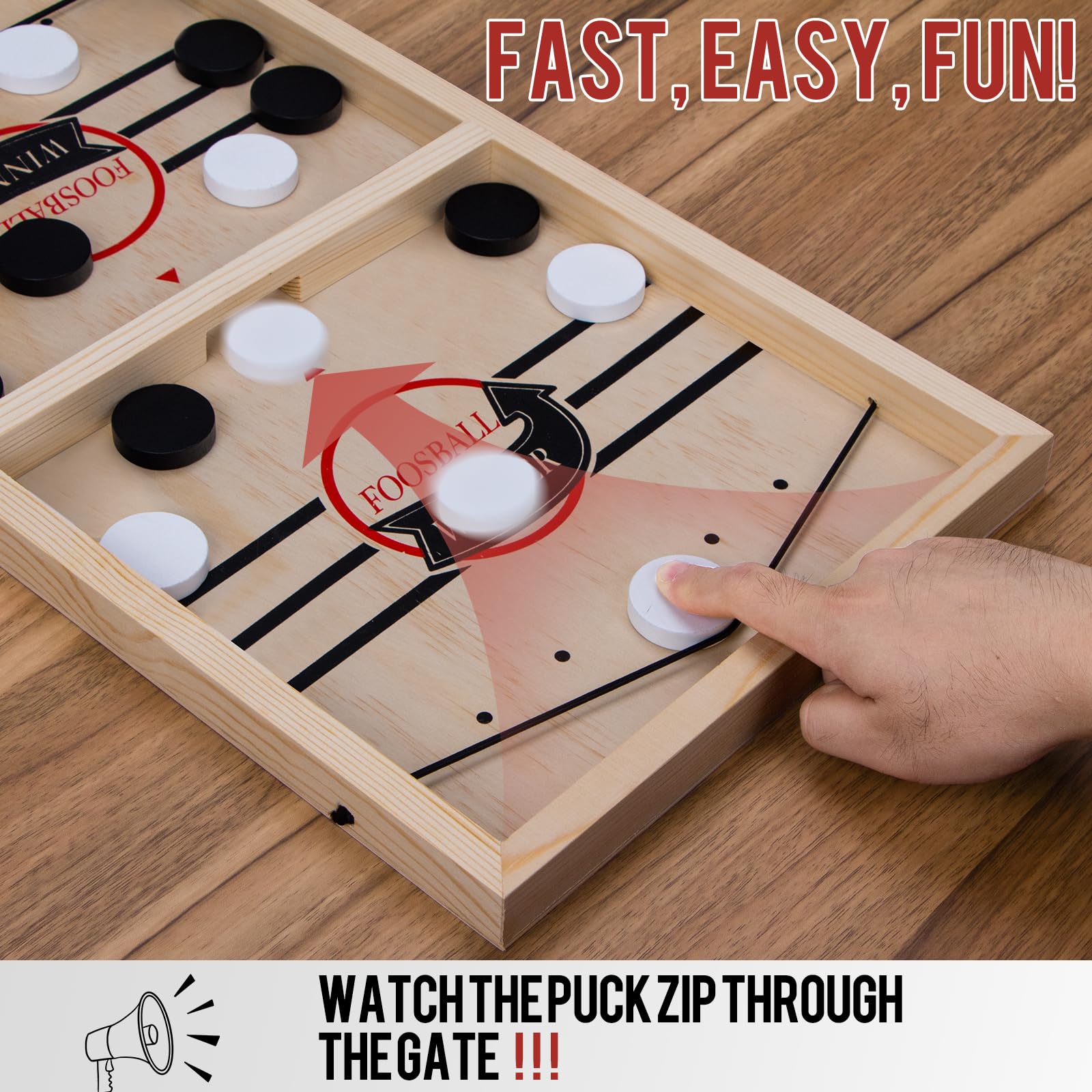 Foto 7 pulgar | Juego De Madera Fast Sling Puck Game Super Sling Hockey Con 20 Discos - Venta Internacional.